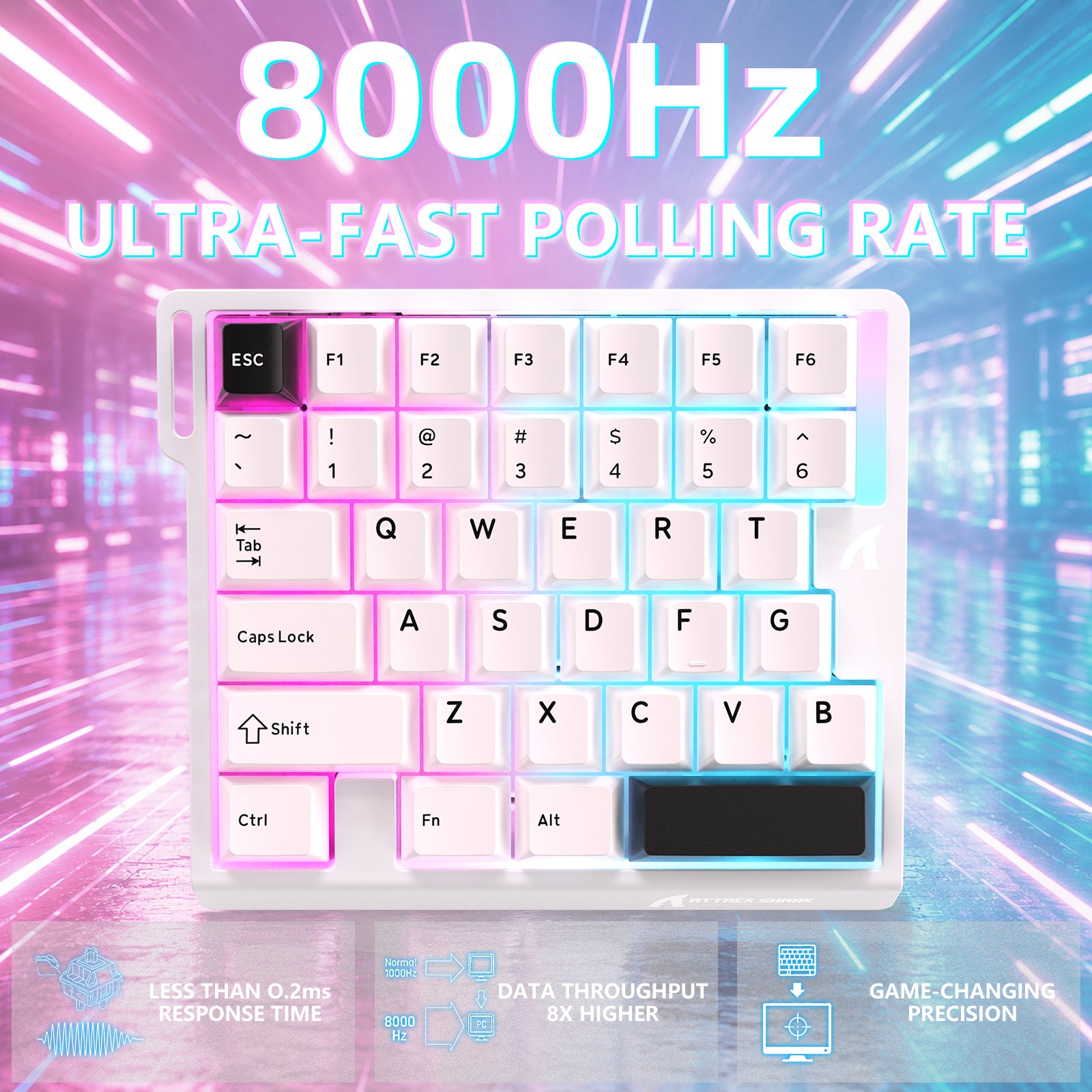Teclado con interruptor magnético de una mano ATTACK SHARK M36 HE y cable aviador LED ULTRA C01