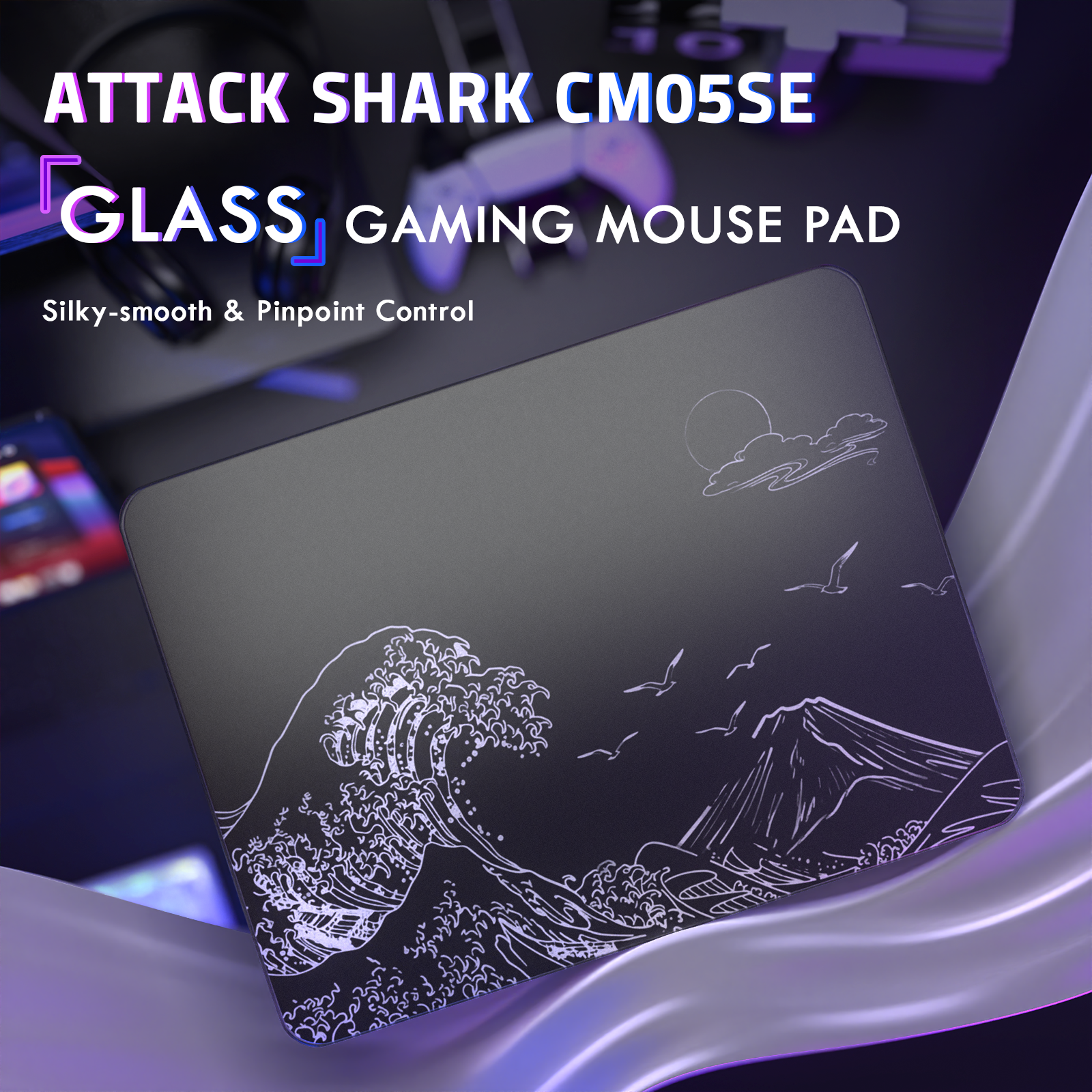 Alfombrilla de ratón para juegos ATTACK SHARK CM05 de vidrio templado