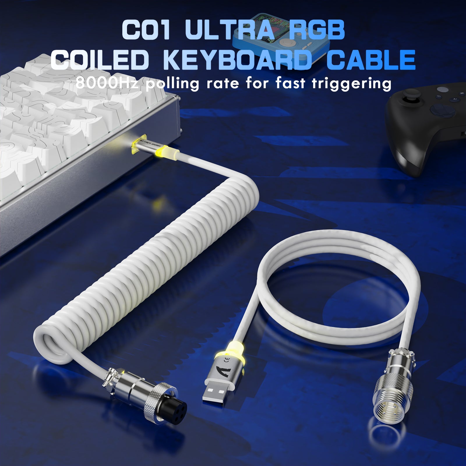 Teclado ATTACK SHARK X68MAX HE de aluminio CNC con interruptor magnético y cable en espiral C01Ultra RGB.