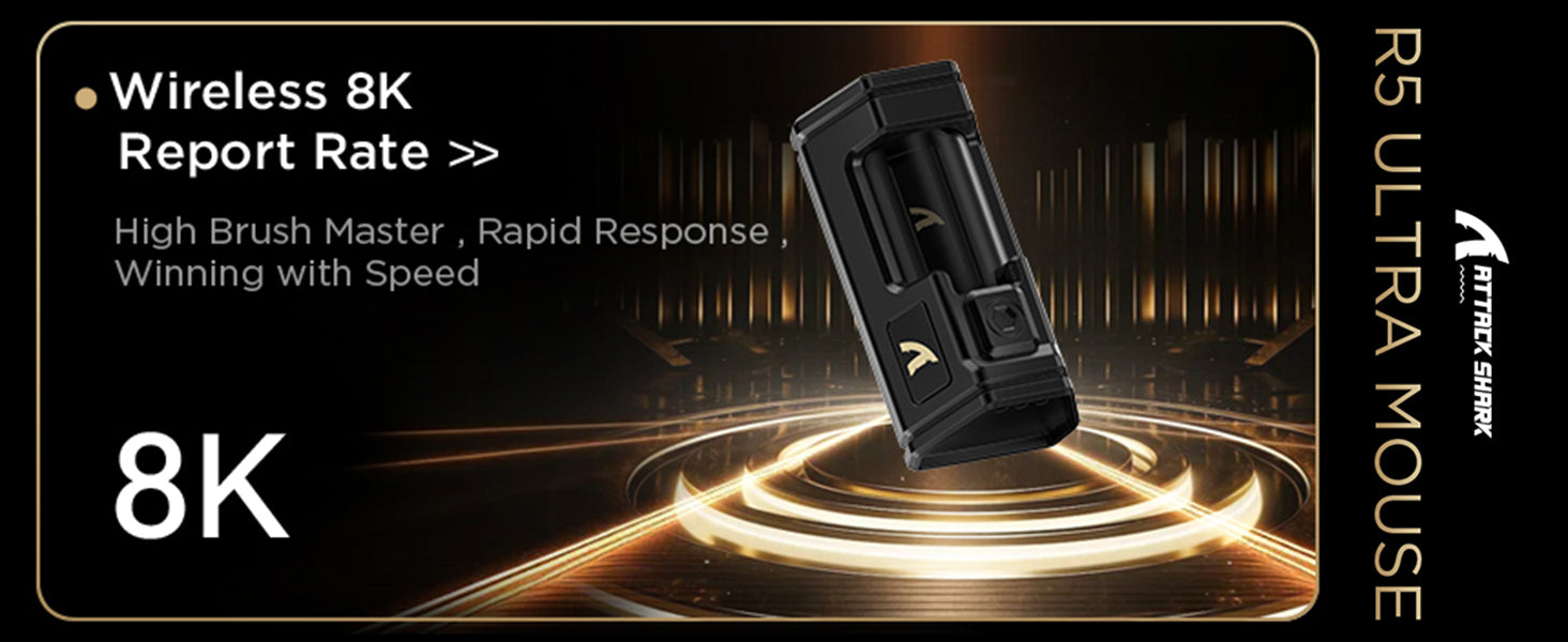 Ratón inalámbrico para juegos ATTACK SHARK R5 Ultra Carbon Fiber 8K PAW3950MAX