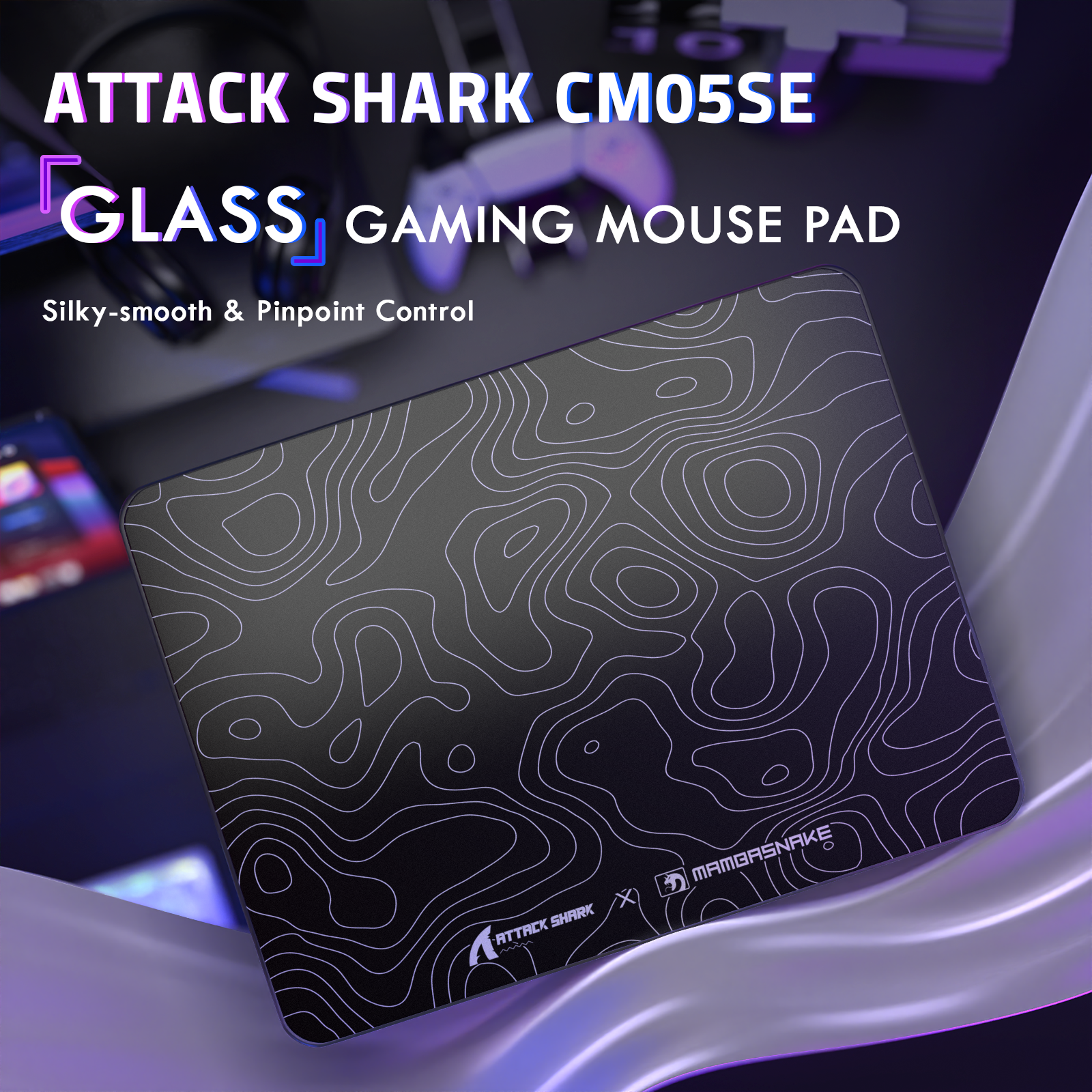 Alfombrilla de ratón para juegos ATTACK SHARK CM05 de vidrio templado