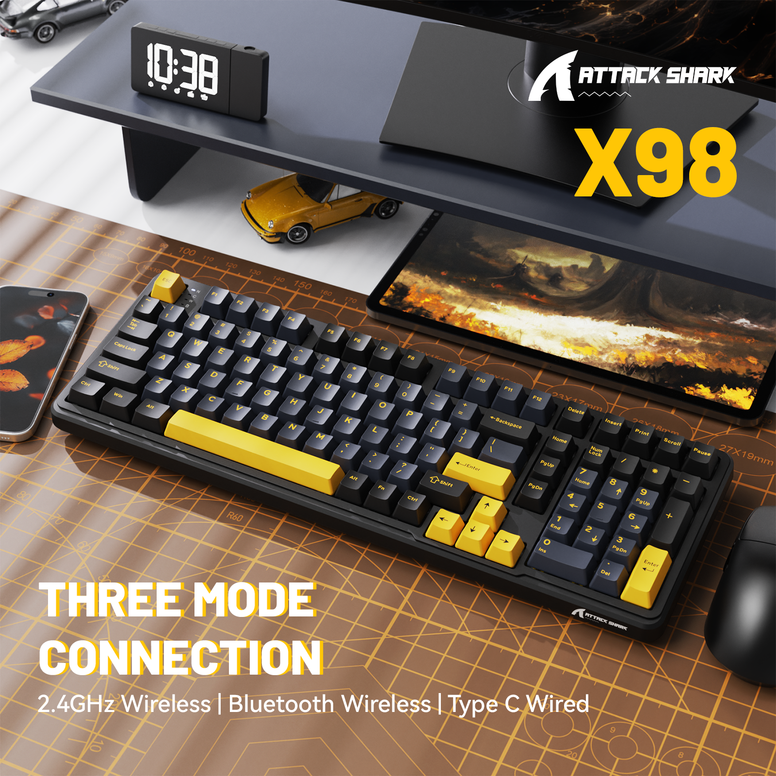 Teclado mecánico inalámbrico de tamaño completo ATTACK SHARK X98