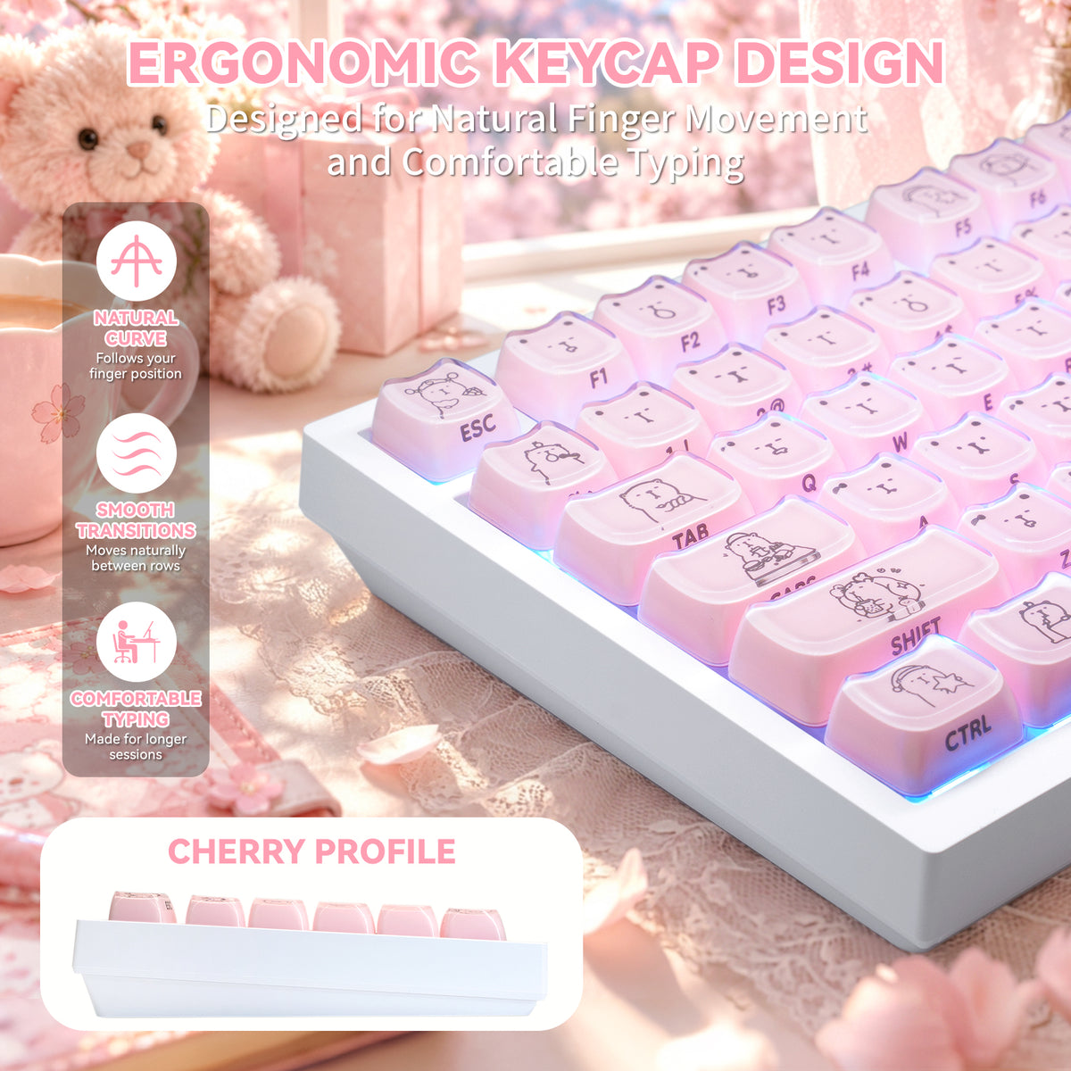 ATTACK SHARK SK05, 118/119 teclas, teclas PBT, MOA, ANSI