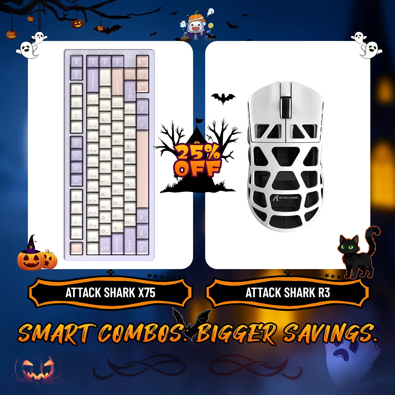 Paquete de teclado de aluminio completo ATTACK SHARK X75 + ratón para juegos de aleación de magnesio R3