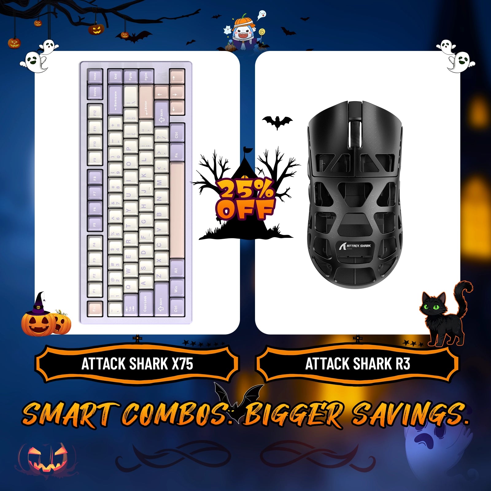 Paquete de teclado de aluminio completo ATTACK SHARK X75 + ratón para juegos de aleación de magnesio R3