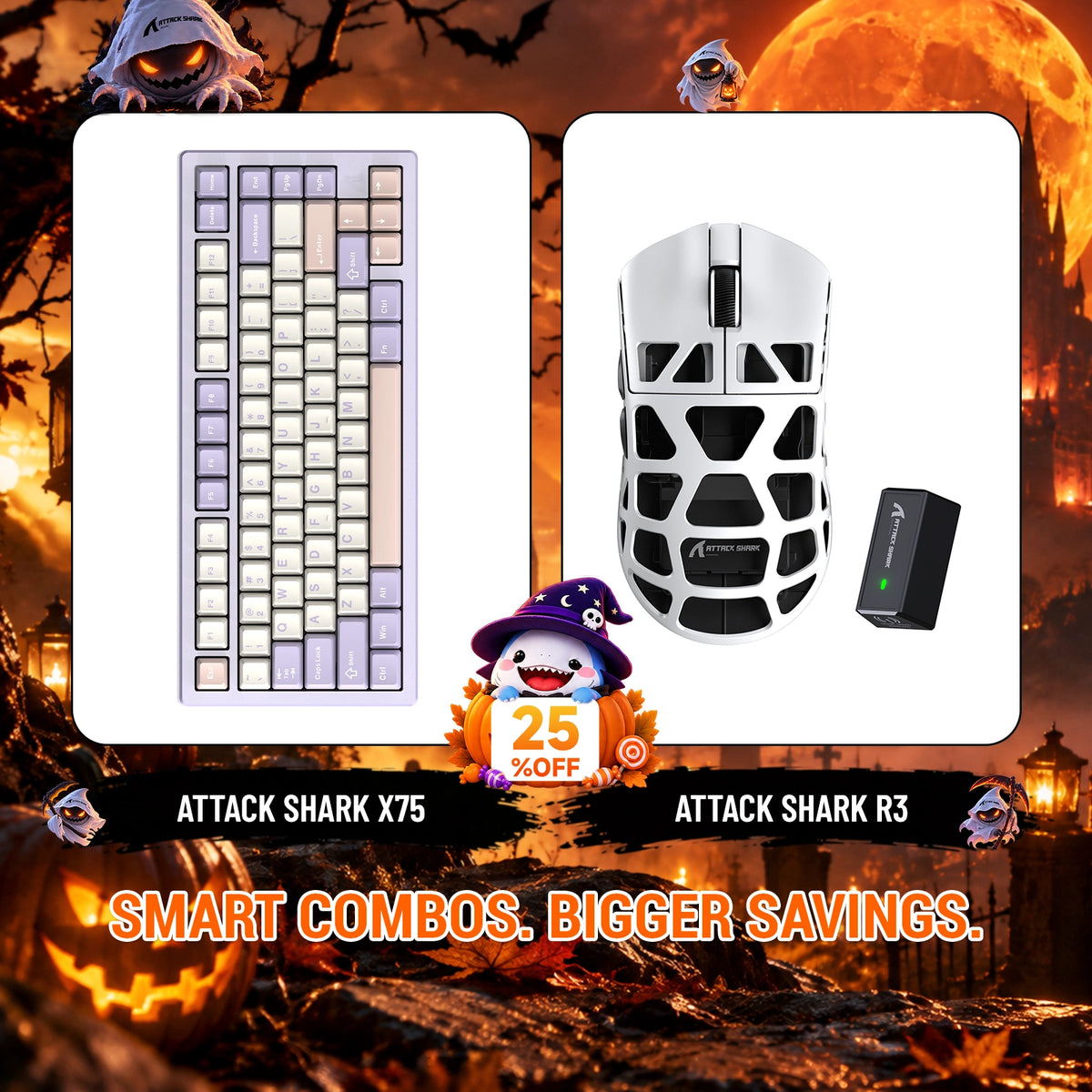 Paquete ATTACK SHARK X75 teclado de aluminio completo + ratón para juegos de aleación de magnesio R3
