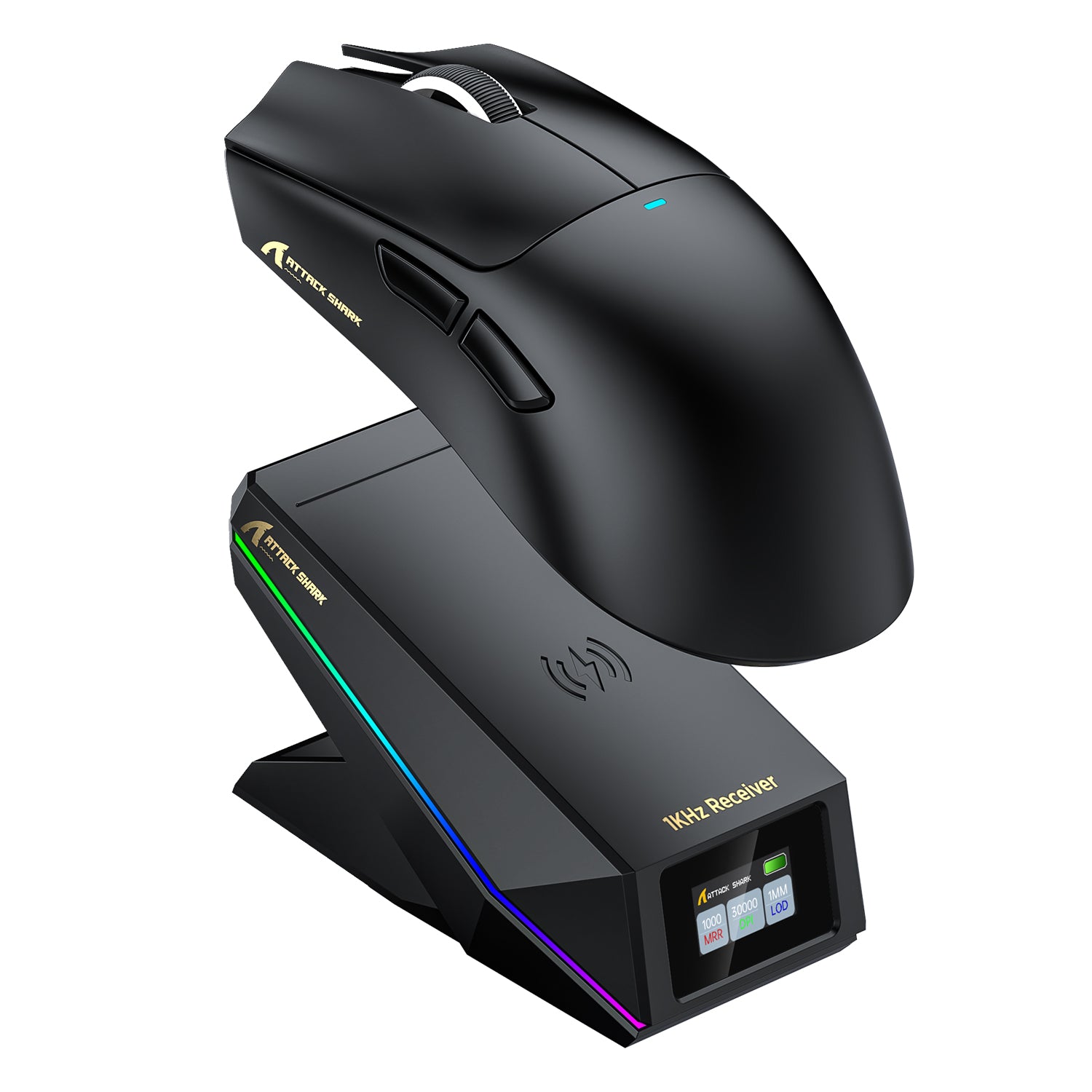 Ratón inalámbrico para juegos ATTACK SHARK X11 PRO V2 con pantalla TFT y base de carga con cable en espiral C06
