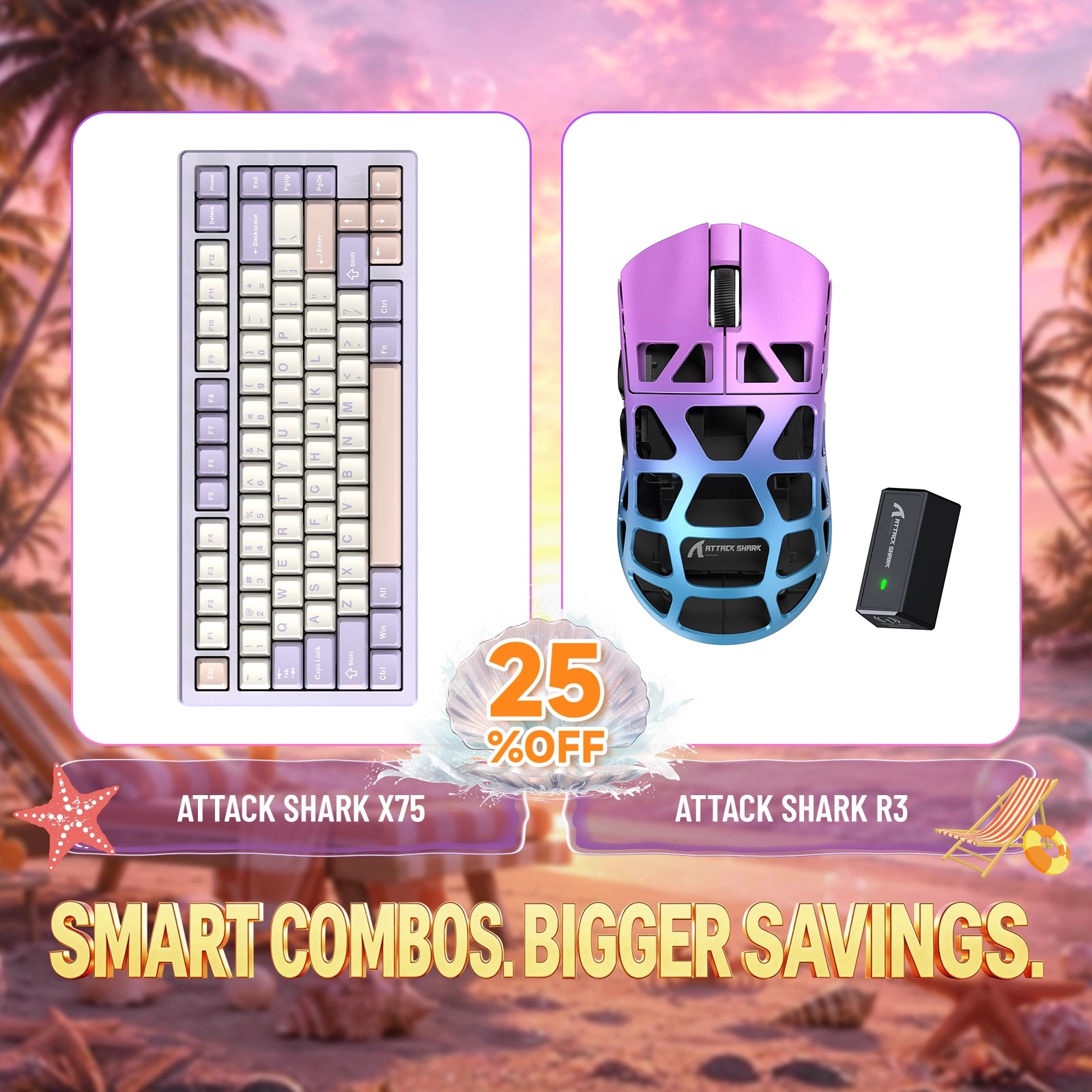 Paquete ATTACK SHARK X75 teclado de aluminio completo + ratón para juegos de aleación de magnesio R3