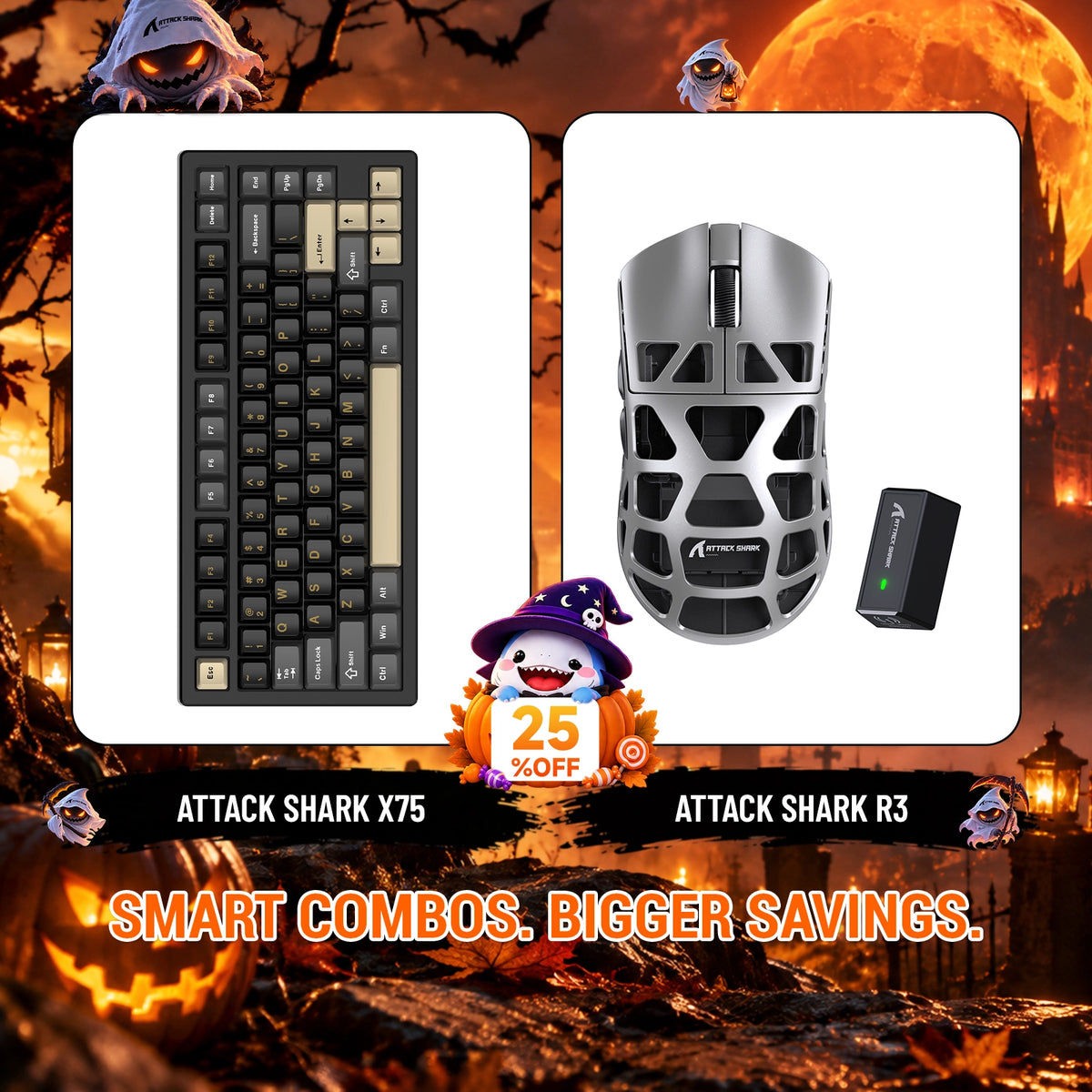 Paquete ATTACK SHARK X75 teclado de aluminio completo + ratón para juegos de aleación de magnesio R3