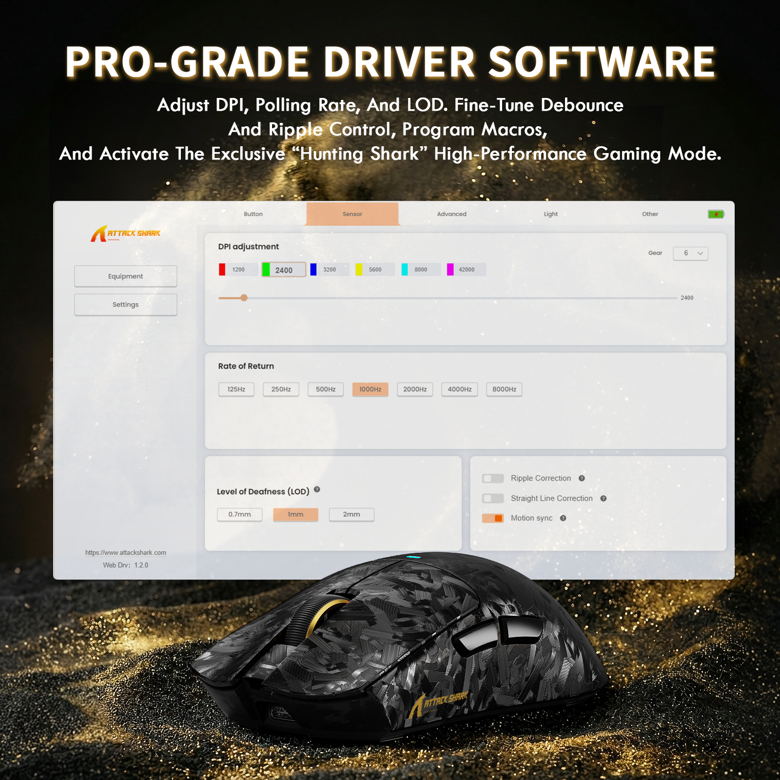 Ratón inalámbrico para juegos ATTACK SHARK X11 ULTRA de fibra de carbono con cable LED C06 Ultra
