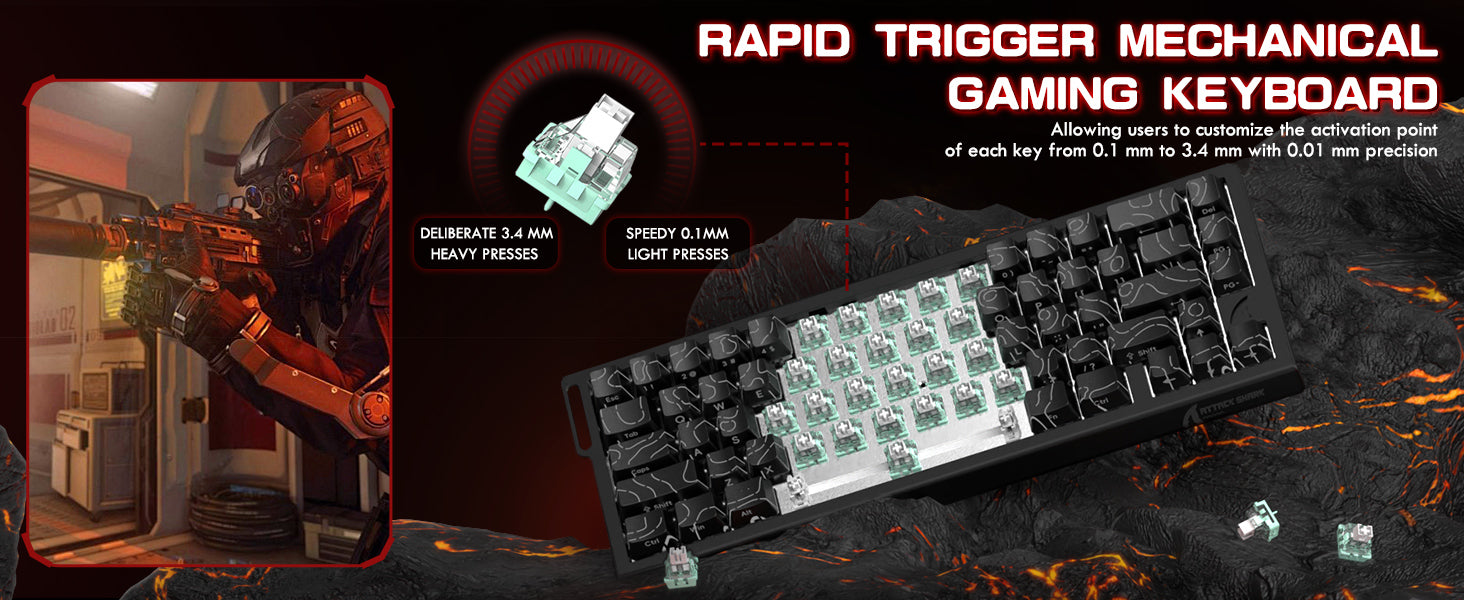 Teclado inalámbrico de activación rápida con cable en espiral ATTACK SHARK X68PRO HE