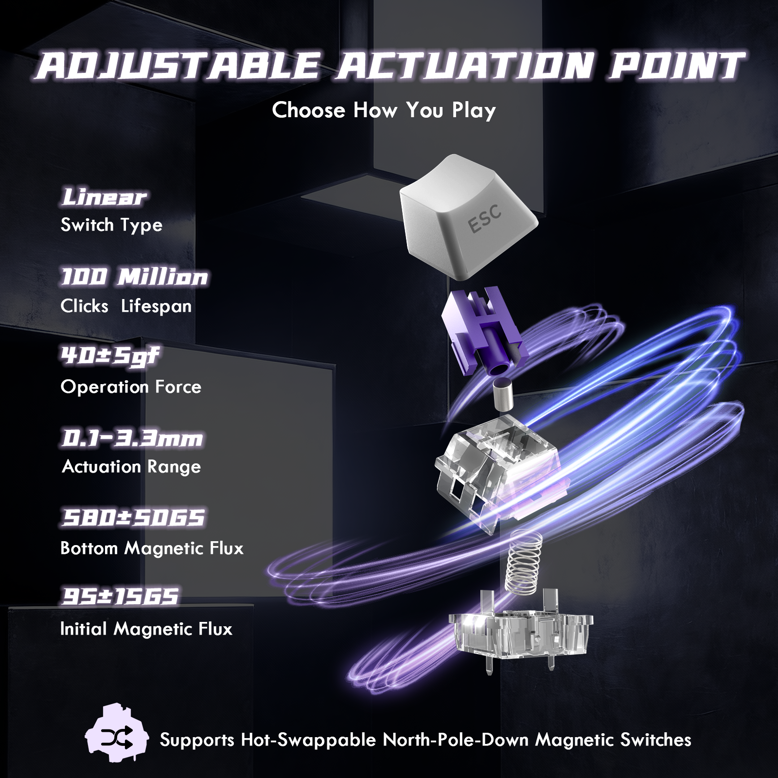 Teclado de gatillo rápido ATTACK SHARK R85 HE con interruptor magnético y caja de luz personalizada