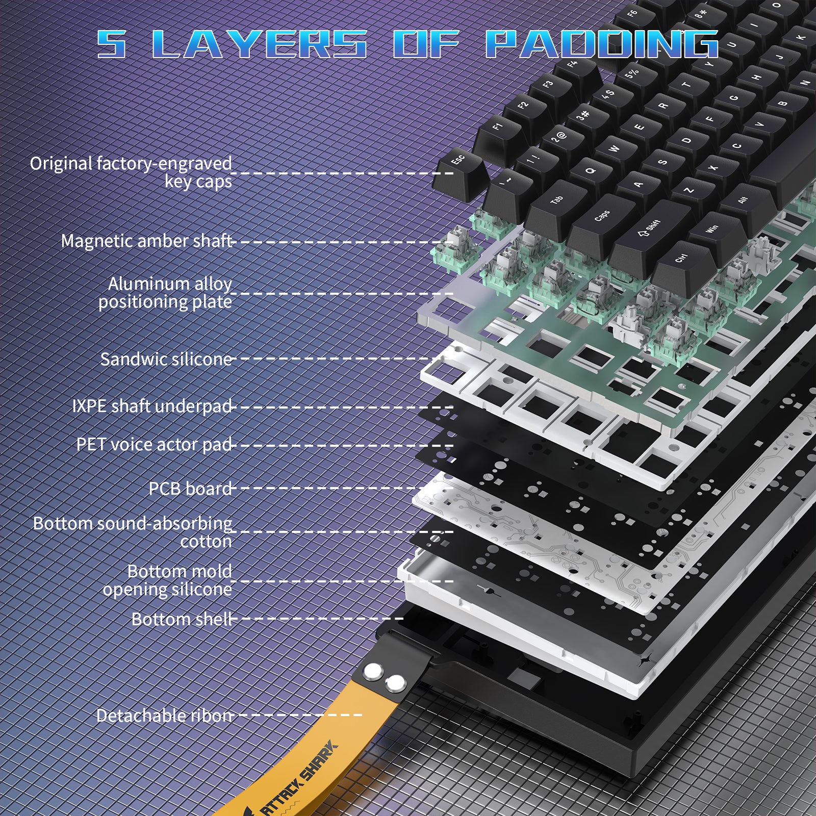 Teclado para juegos con cable ATTACK SHARK R82 HE (75%) y cable LED C01ULTRA