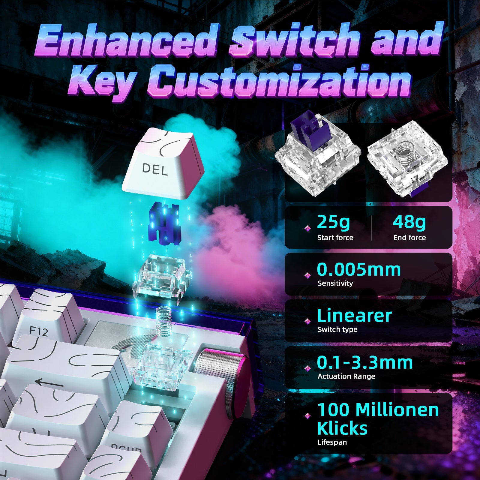 Teclado ATTACK SHARK R85 HE Rapid Trigger con cable LED C01ULTRA