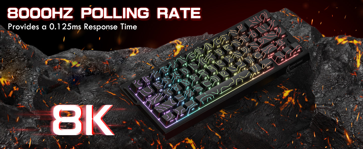 Teclado inalámbrico de activación rápida con cable en espiral ATTACK SHARK X68PRO HE