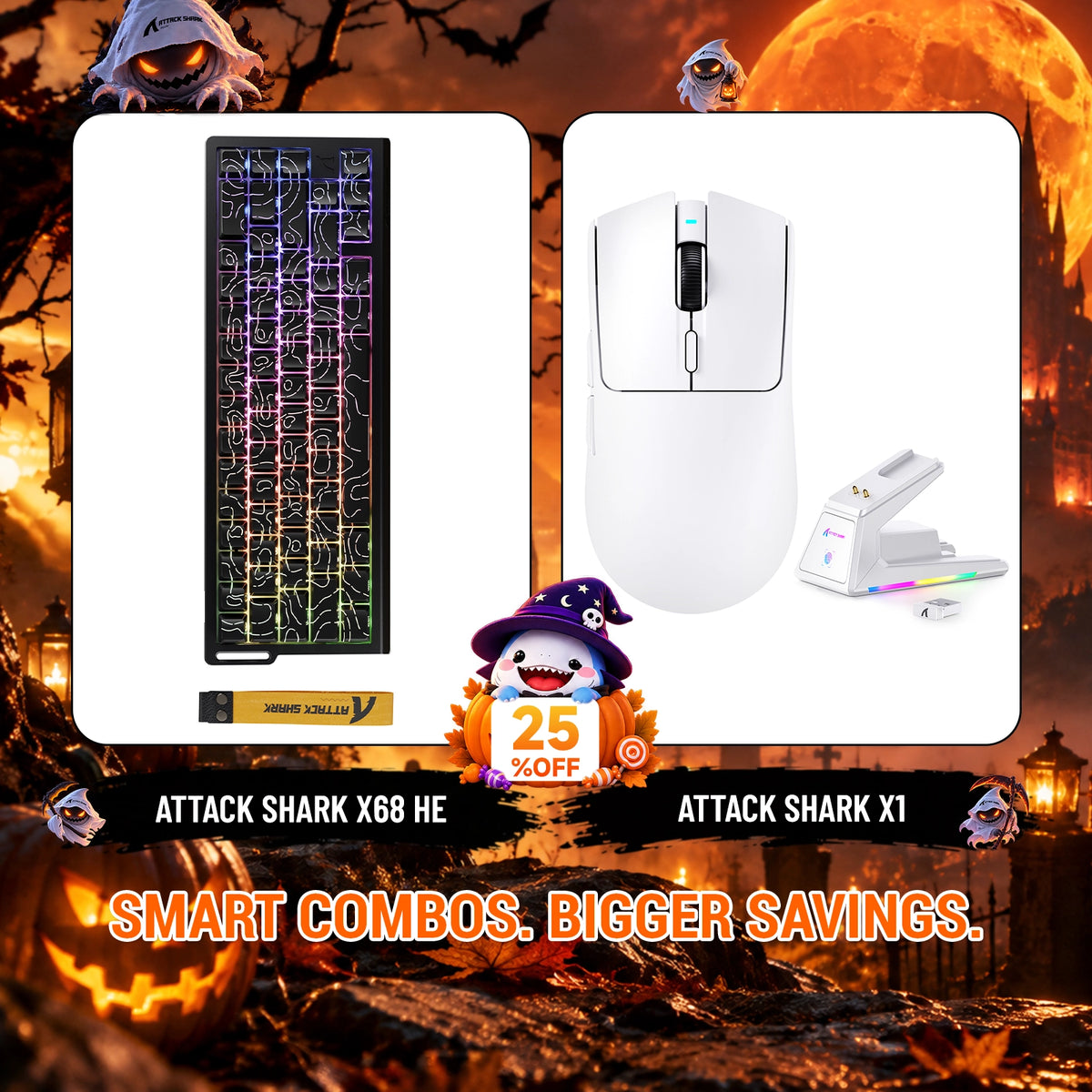 Paquete ATTACK SHARK X68HE teclado Rapid Trigger + ratón para juegos inalámbrico X1