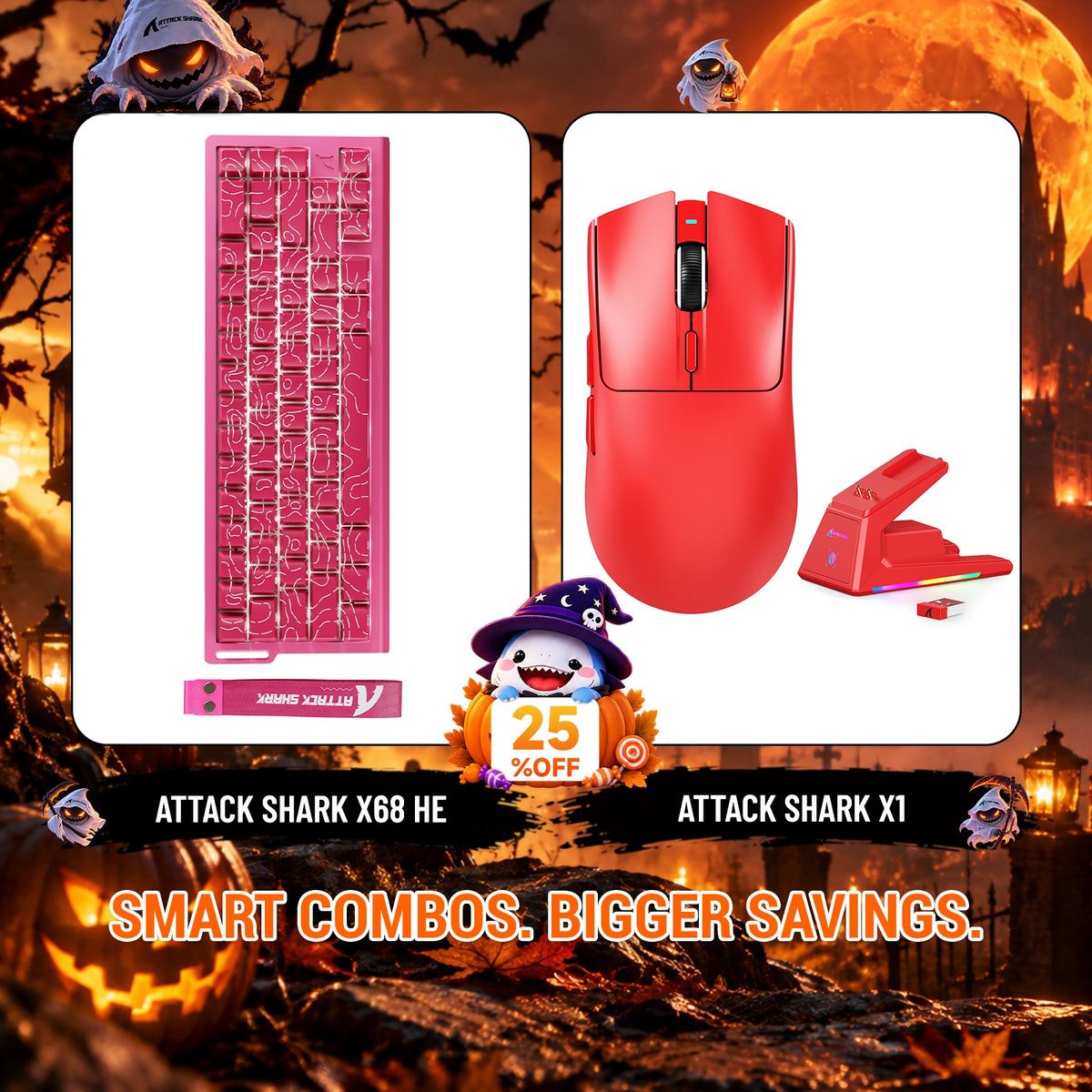 Paquete ATTACK SHARK X68HE teclado Rapid Trigger + ratón para juegos inalámbrico X1