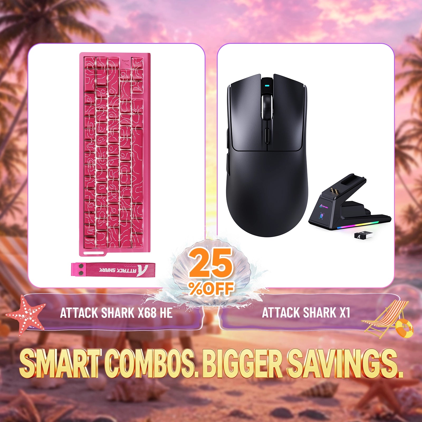 Paquete ATTACK SHARK X68HE teclado Rapid Trigger + ratón para juegos inalámbrico X1