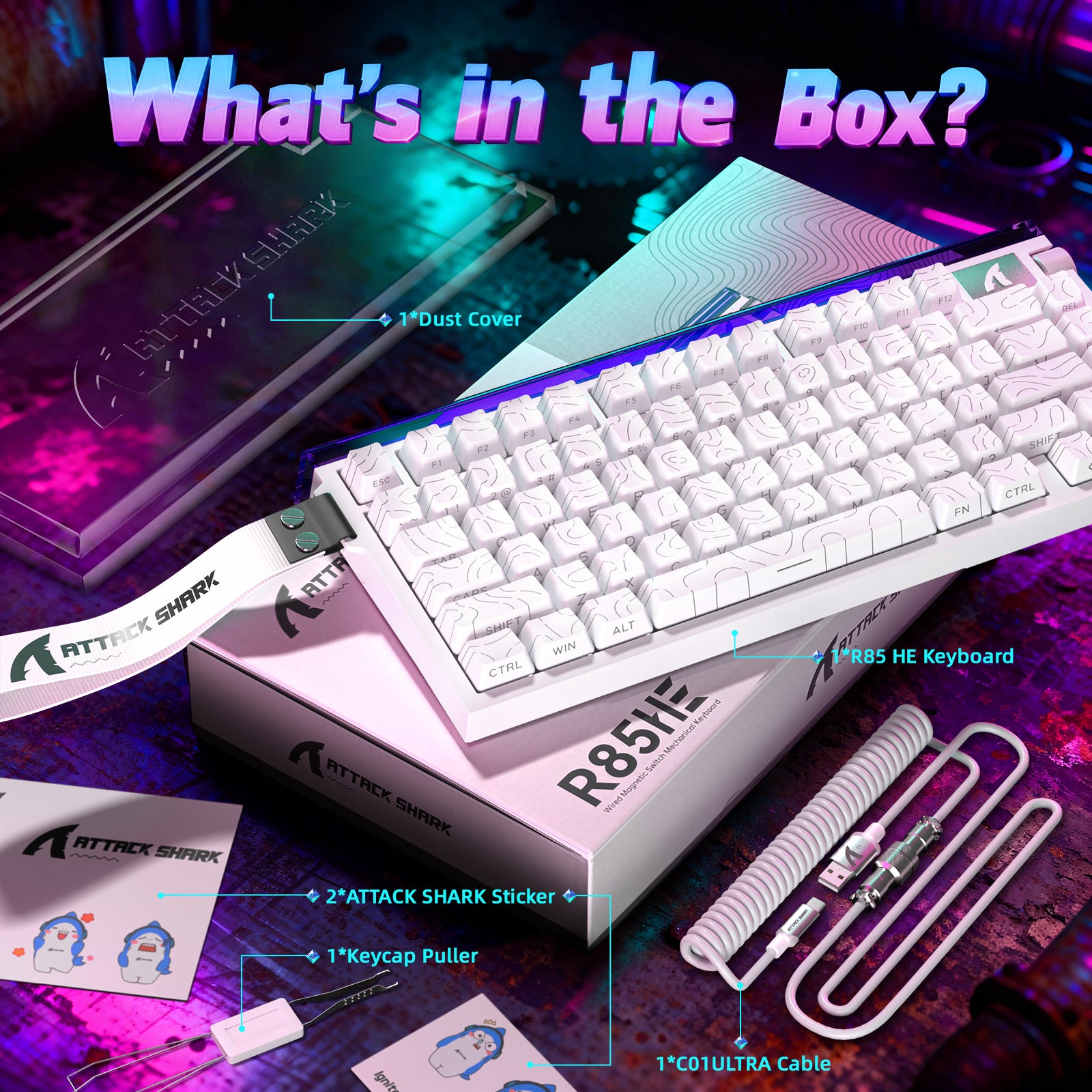Teclado ATTACK SHARK R85 HE Rapid Trigger con cable LED C01ULTRA