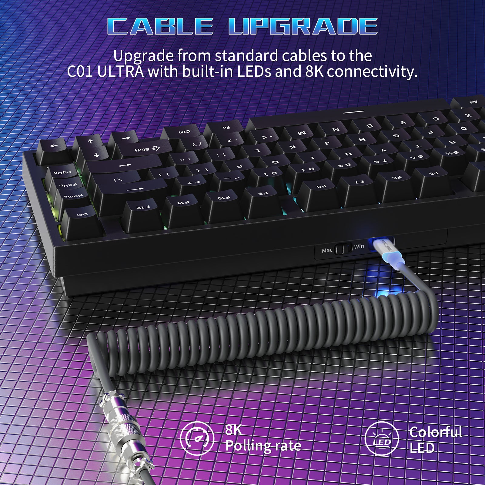 Teclado para juegos con cable ATTACK SHARK R82 HE (75%) y cable LED C01ULTRA