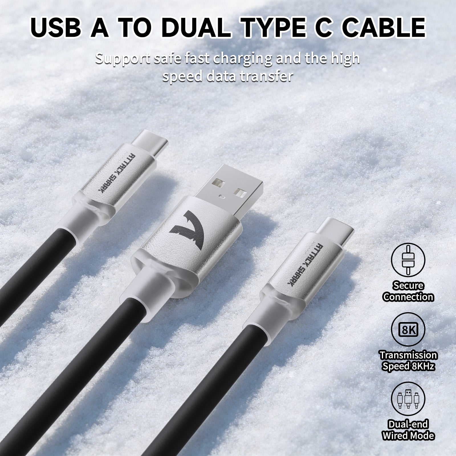 ATTACK SHARK C08 Cable de aviación personalizado 2 en 1 para teclados magnéticos de 8 kHz