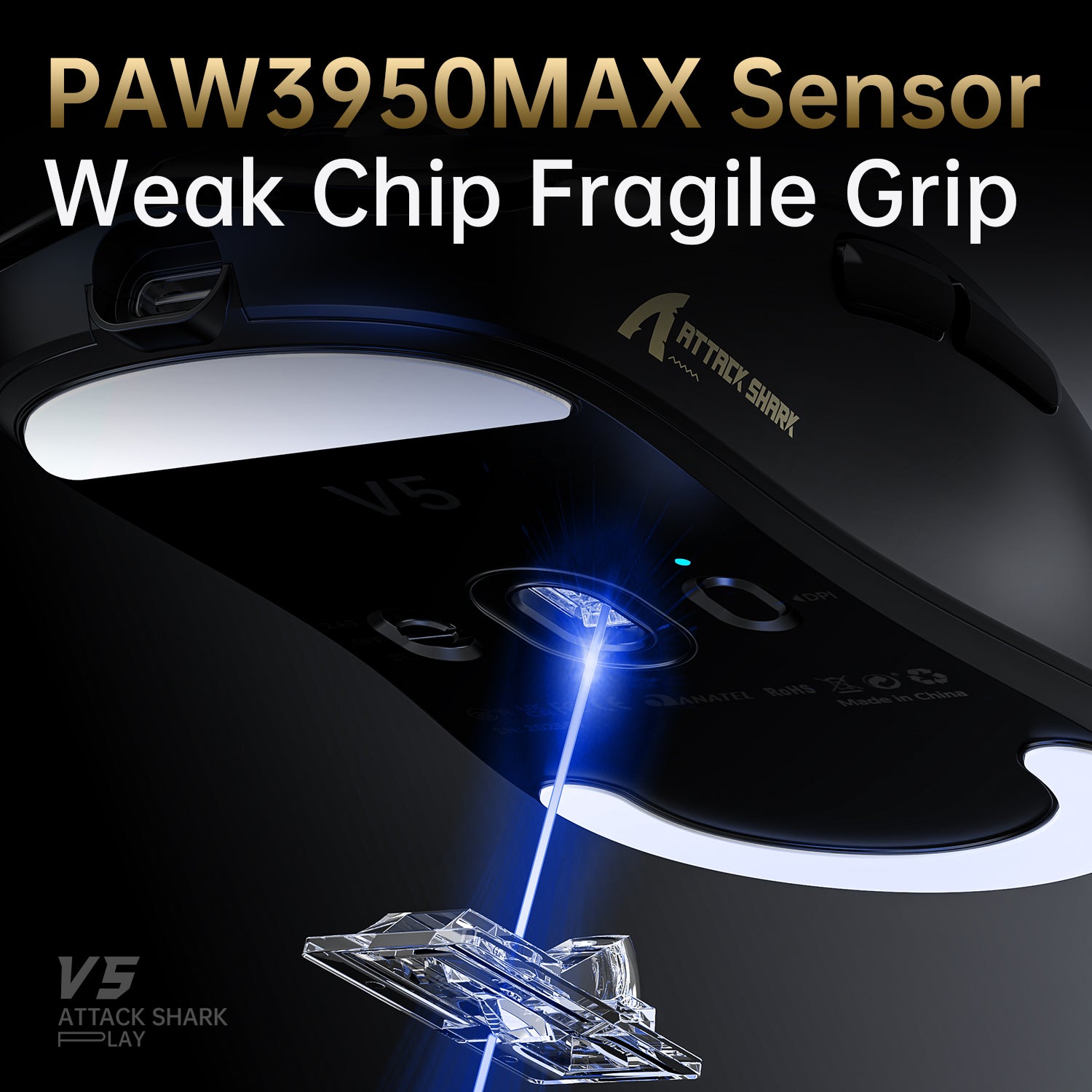 ATTACK SHARK V5 Ultra-Light Tri-Mode Gaming Mouse