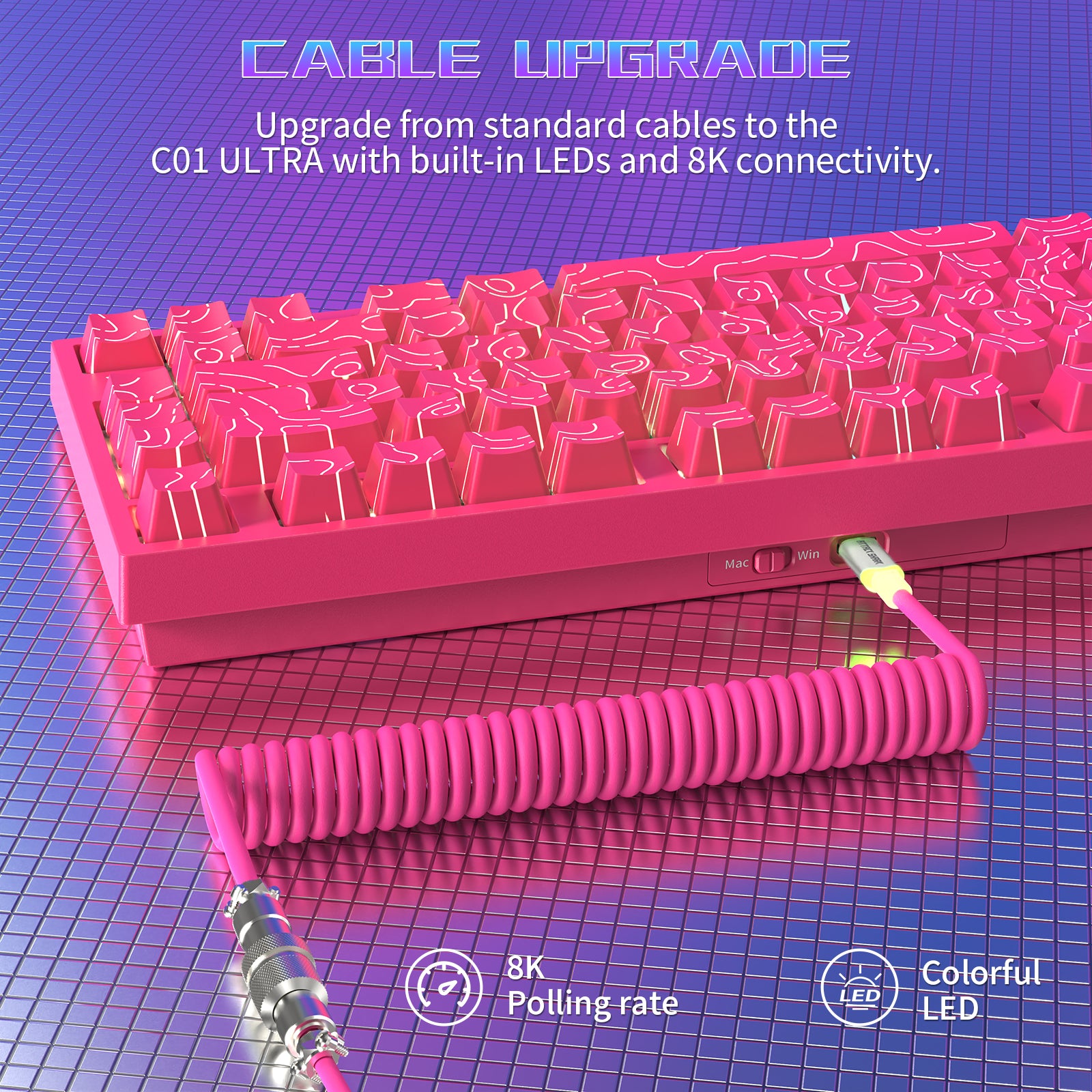 Teclado para juegos con cable ATTACK SHARK R82 HE (75%) y cable LED C01ULTRA