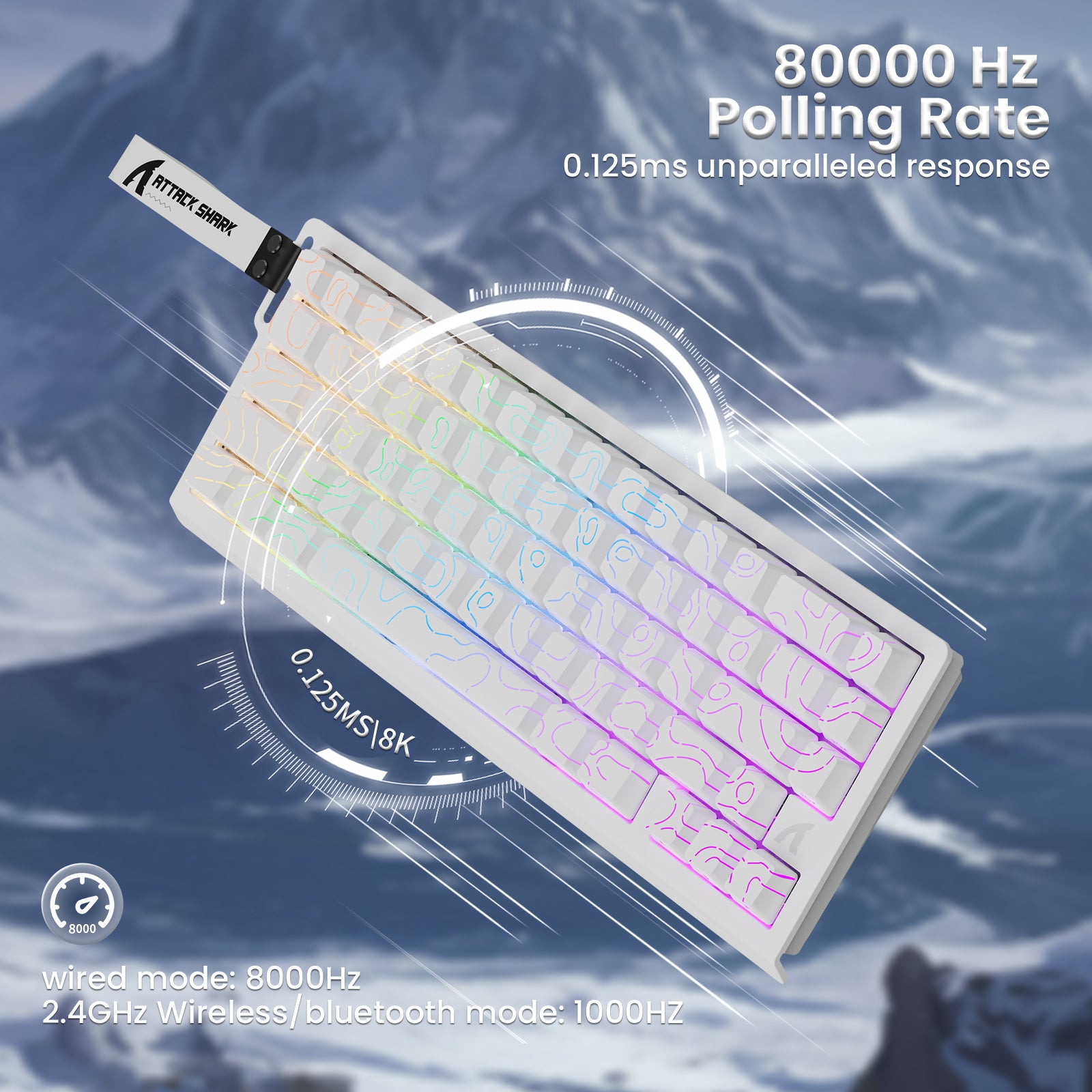 Teclado inalámbrico de activación rápida con cable en espiral ATTACK SHARK X68PRO HE