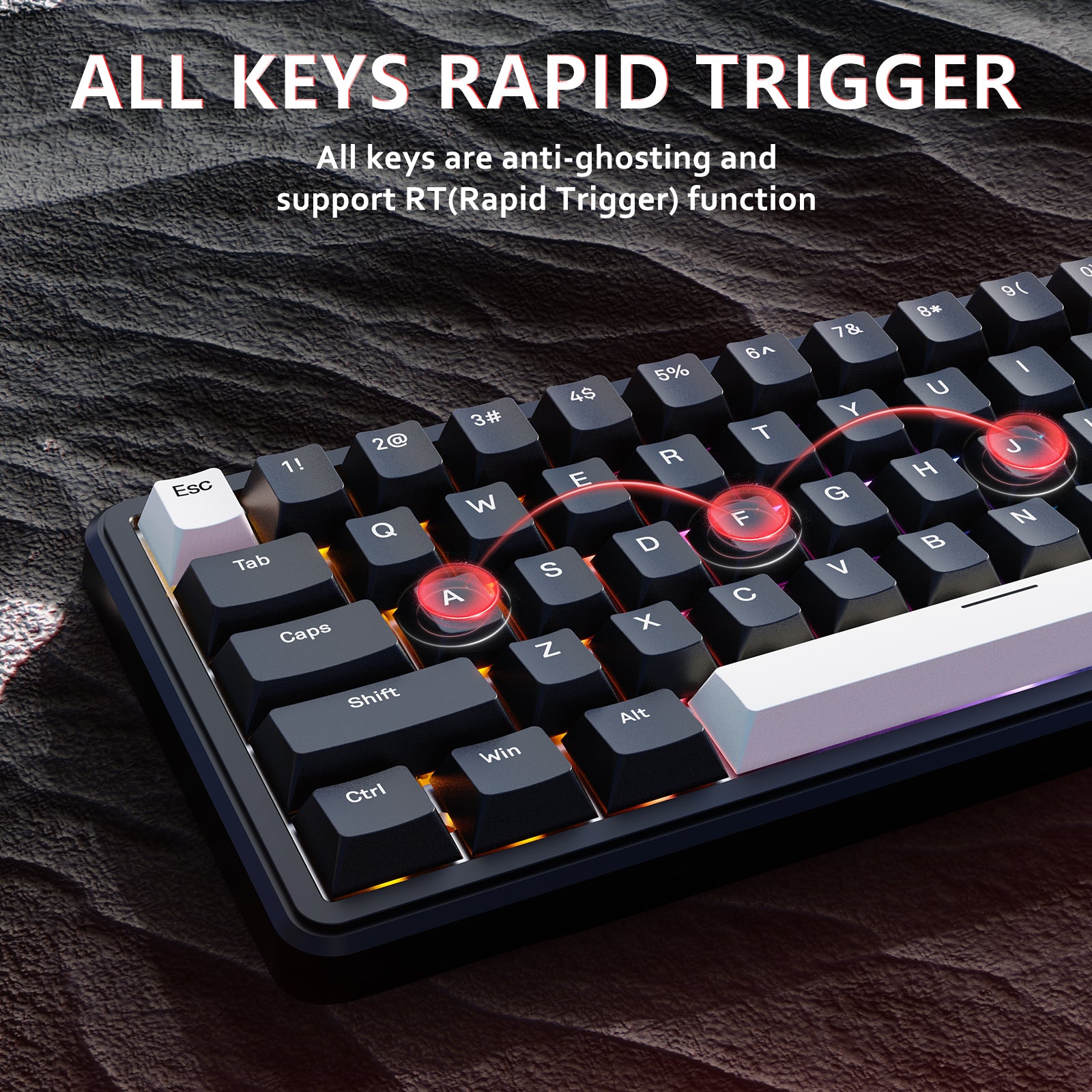 ATTACK SHARK X65 HE keyboard showing Rapid Trigger function