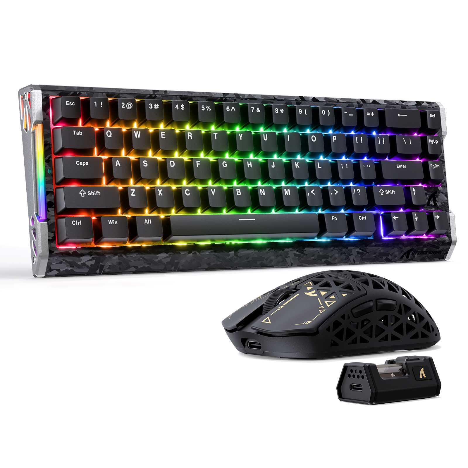 Paquete gaming ATTACK SHARK R68 HE & R5 ULTRA de fibra de carbono