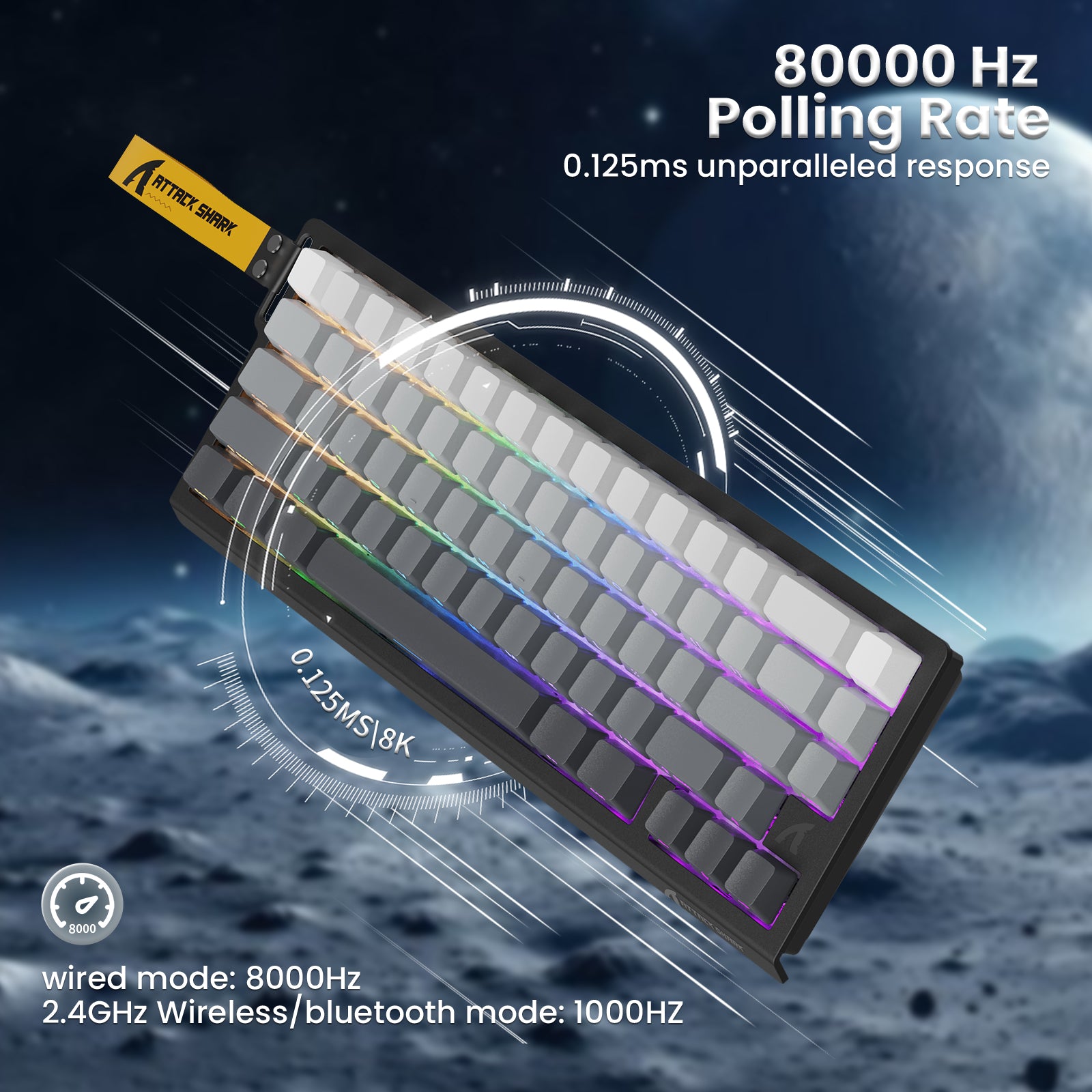 Teclado inalámbrico de activación rápida con cable en espiral ATTACK SHARK X68PRO HE