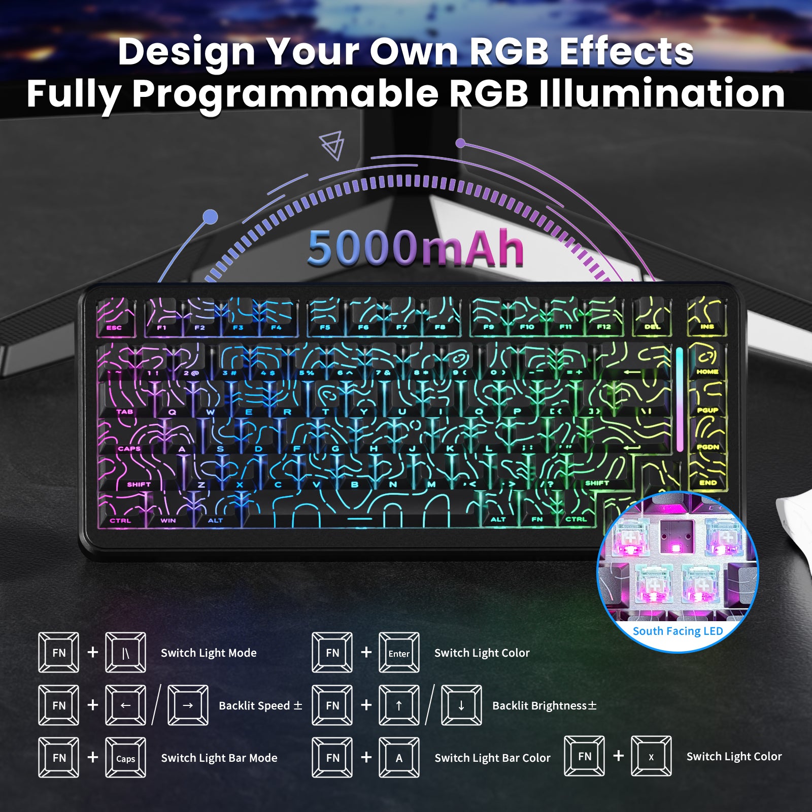 Teclado magnético ATTACK SHARK X82PRO HE con cable en espiral C01Ultra RGB