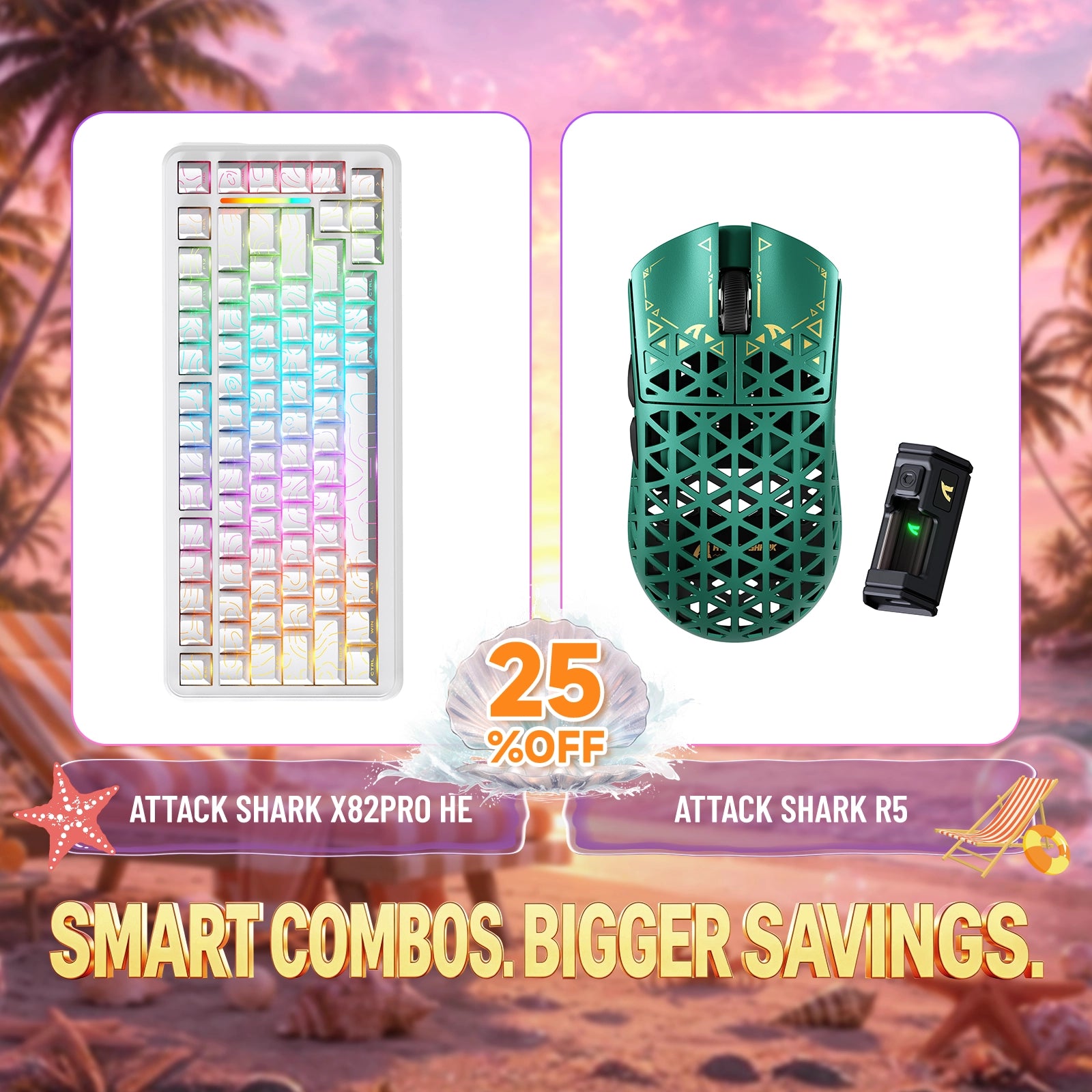 Paquete ATTACK SHARK X82PRO HE teclado Rapid Trigger + ratón para juegos inalámbrico de fibra de carbono R5