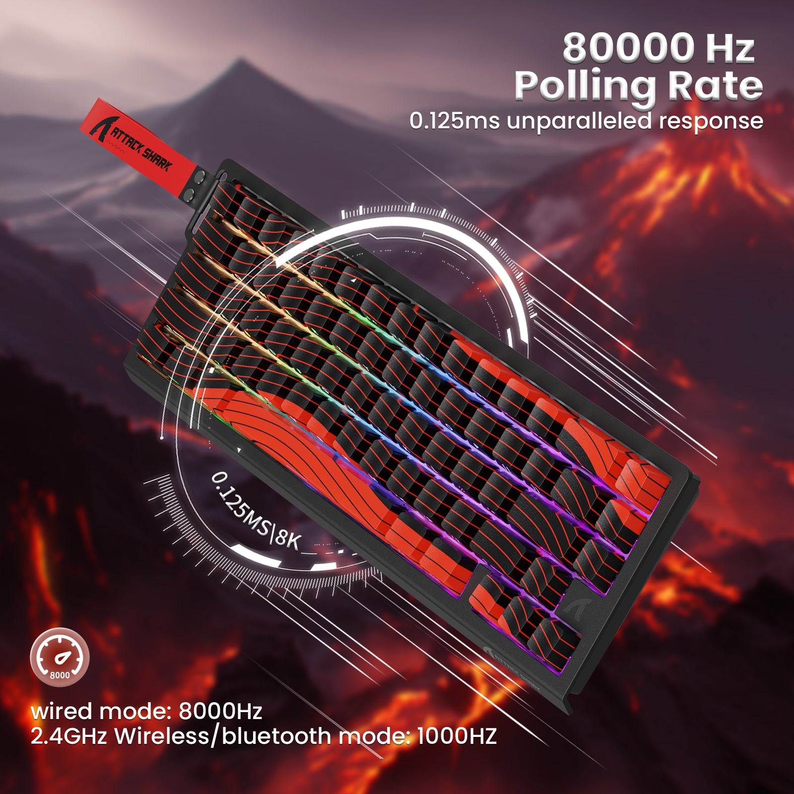 Teclado inalámbrico de activación rápida con cable en espiral ATTACK SHARK X68PRO HE