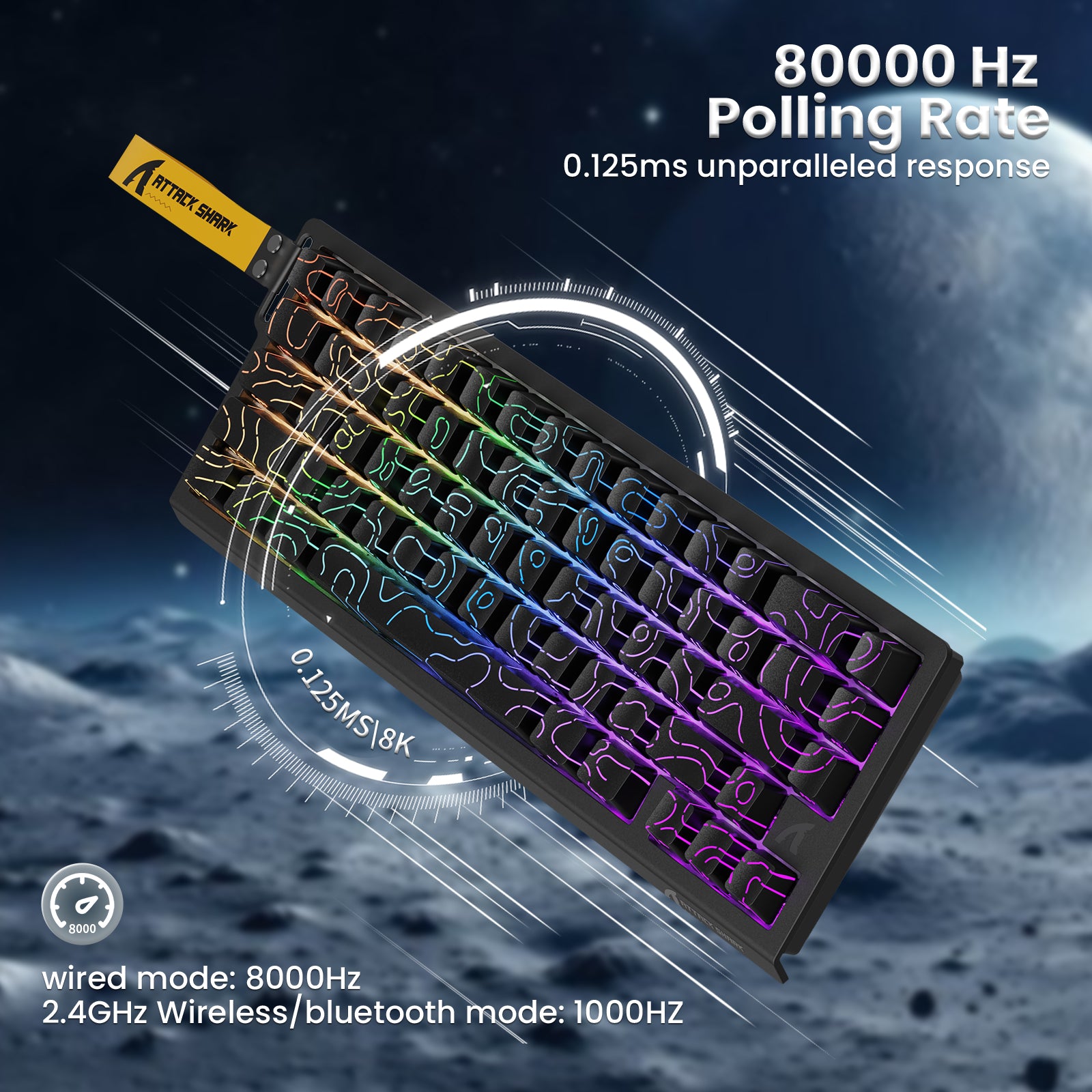 Teclado inalámbrico de activación rápida con cable en espiral ATTACK SHARK X68PRO HE