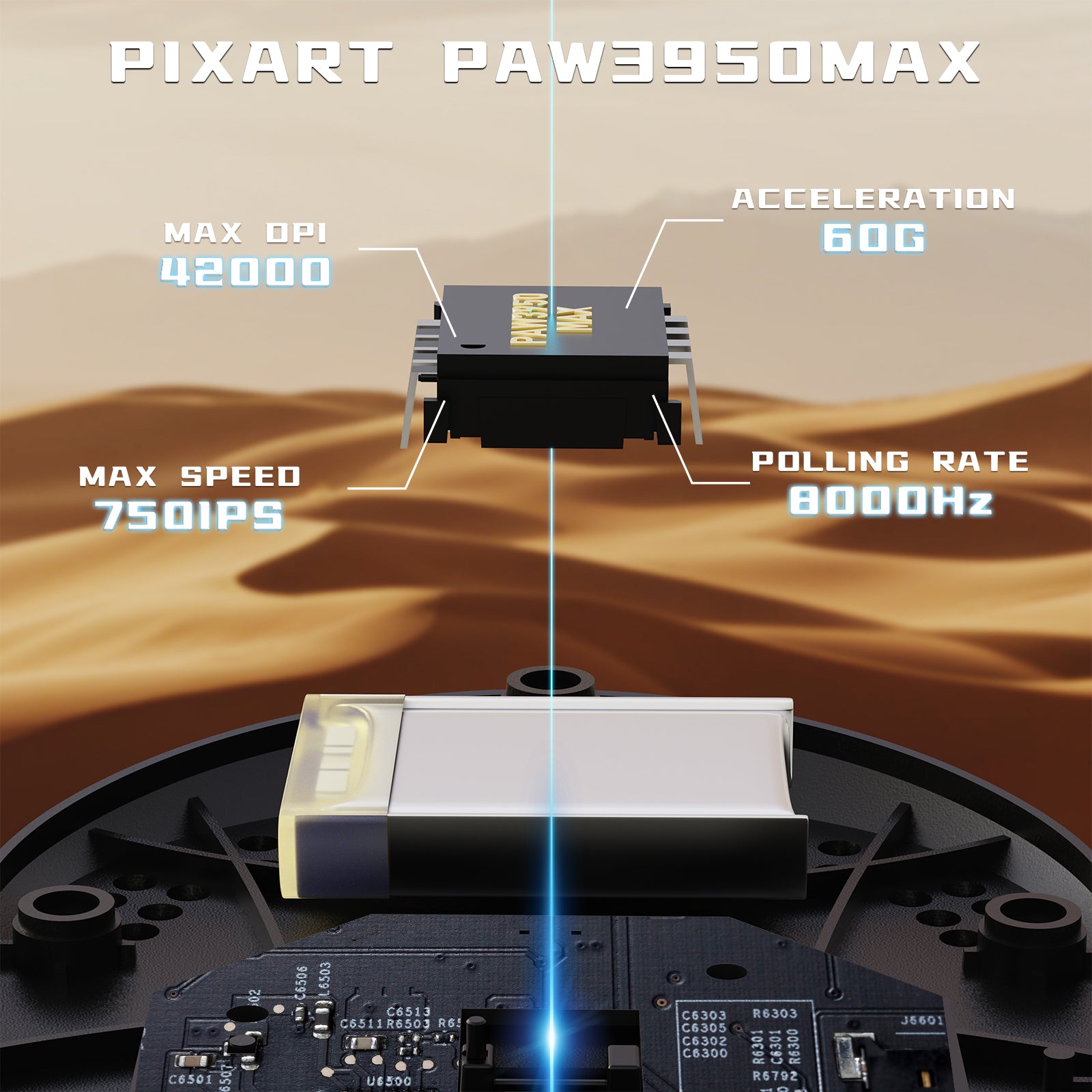 Ratón inalámbrico para juegos ATTACK SHARK V5 de 8 KHz PAW3950MAX con cable C06 Ultra