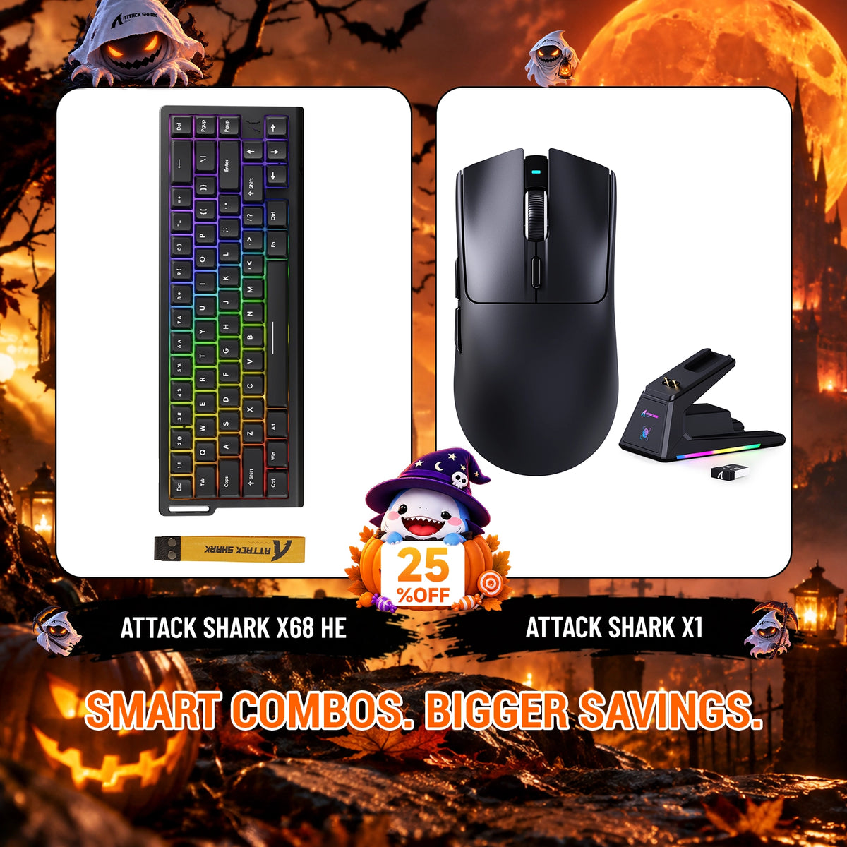 Paquete ATTACK SHARK X68HE teclado Rapid Trigger + ratón para juegos inalámbrico X1