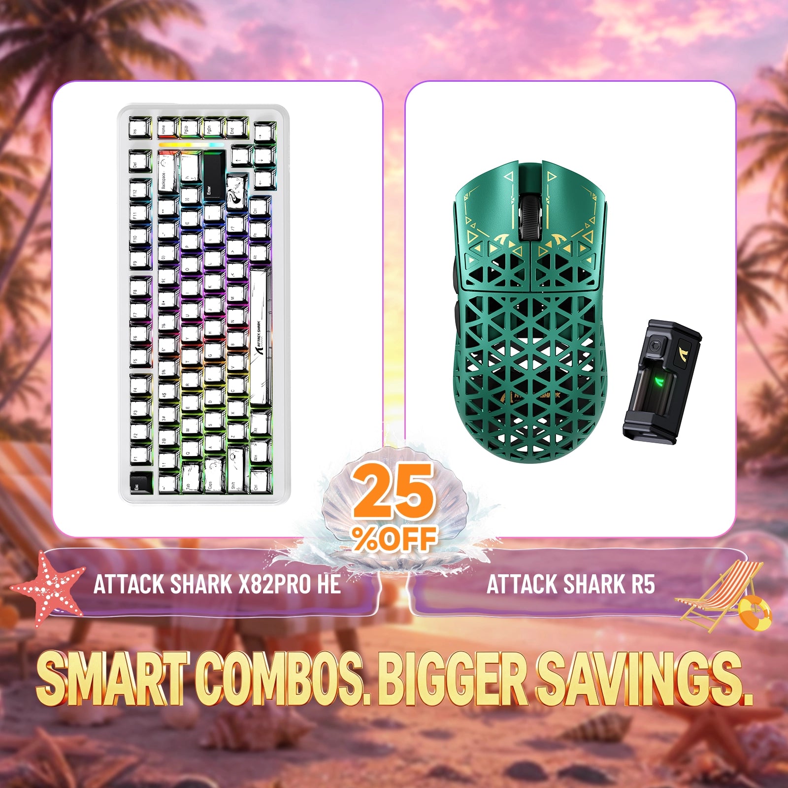 Paquete ATTACK SHARK X82PRO HE teclado Rapid Trigger + ratón para juegos inalámbrico de fibra de carbono R5