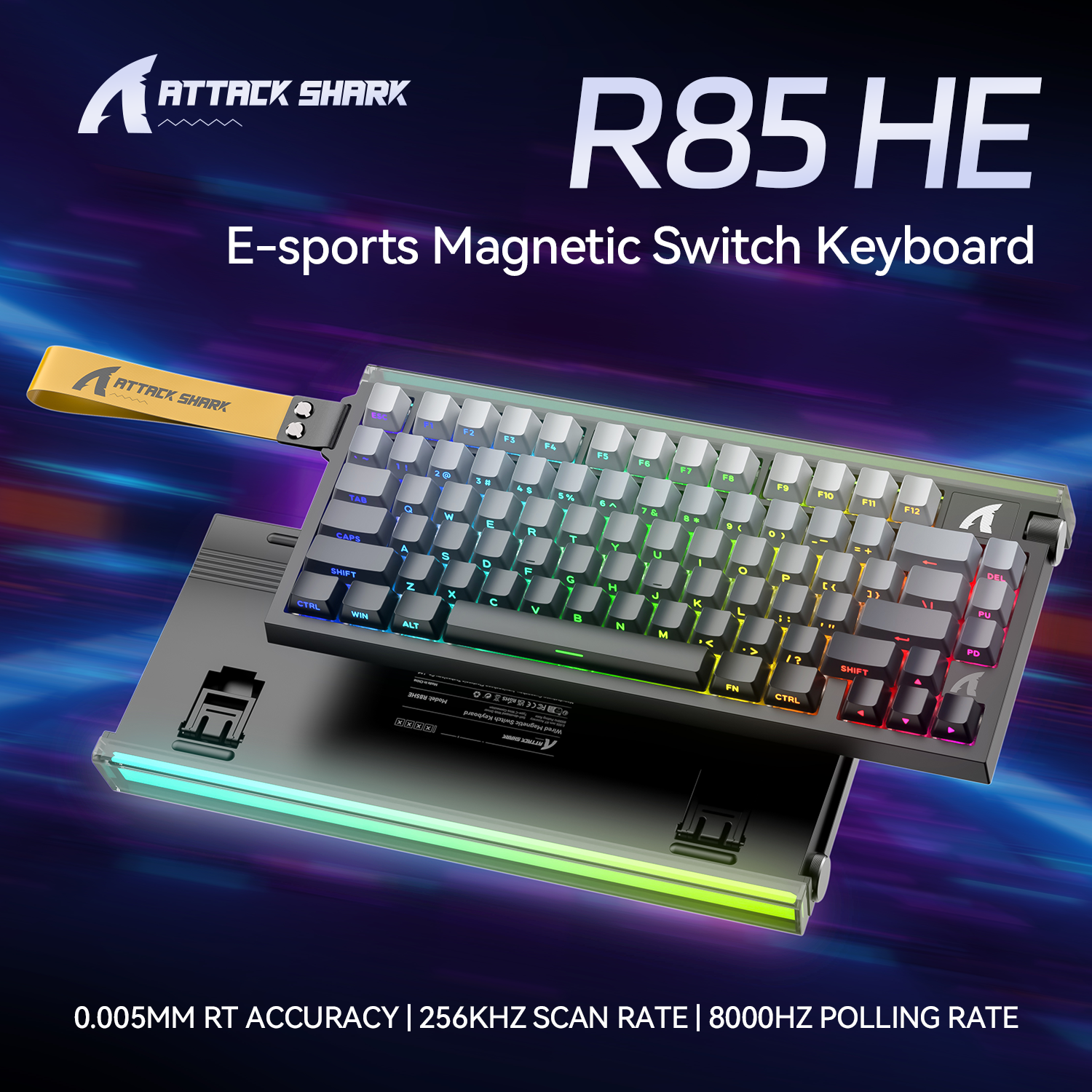 Teclado de gatillo rápido ATTACK SHARK R85 HE con interruptor magnético y caja de luz personalizada