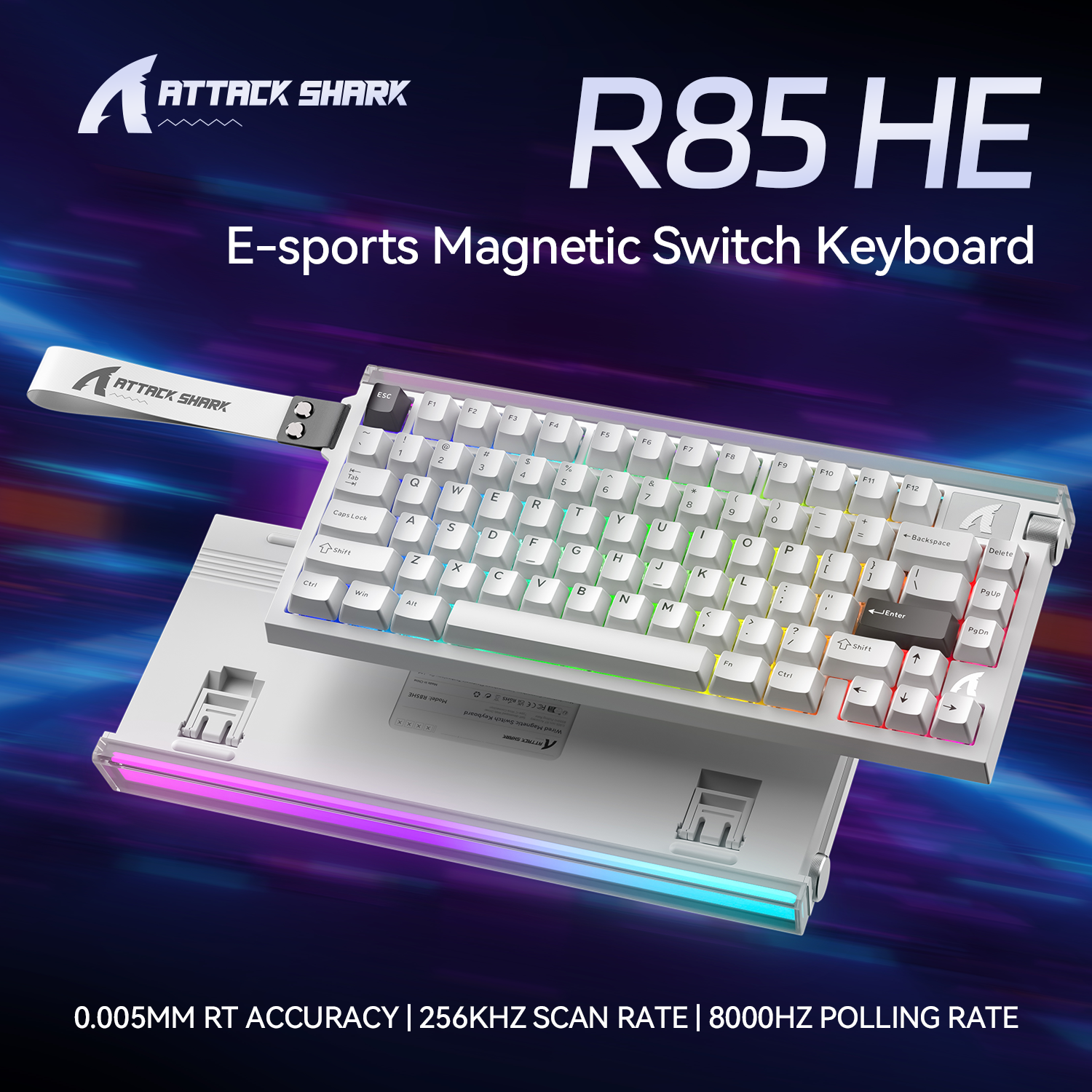Teclado de gatillo rápido ATTACK SHARK R85 HE con interruptor magnético y caja de luz personalizada