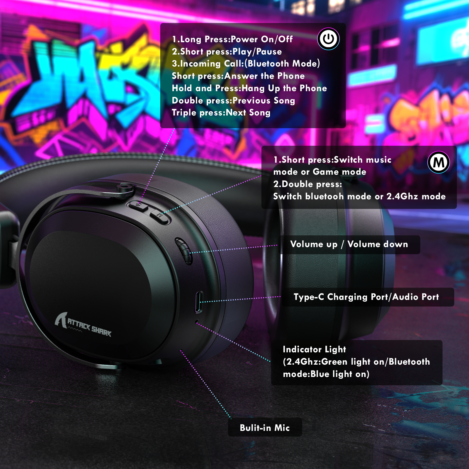 Auriculares inalámbricos para juegos ATTACK SHARK L30PRO