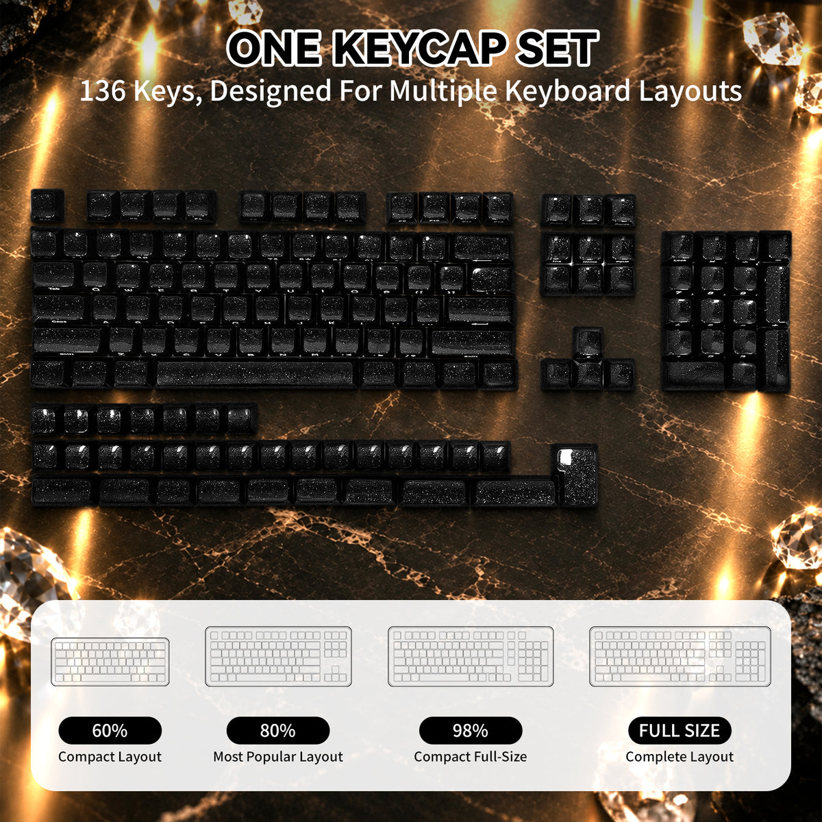 ATTACK SHARK SK03, 136 teclas con teclas de cristal, perfil ASA, ANSI/ISO