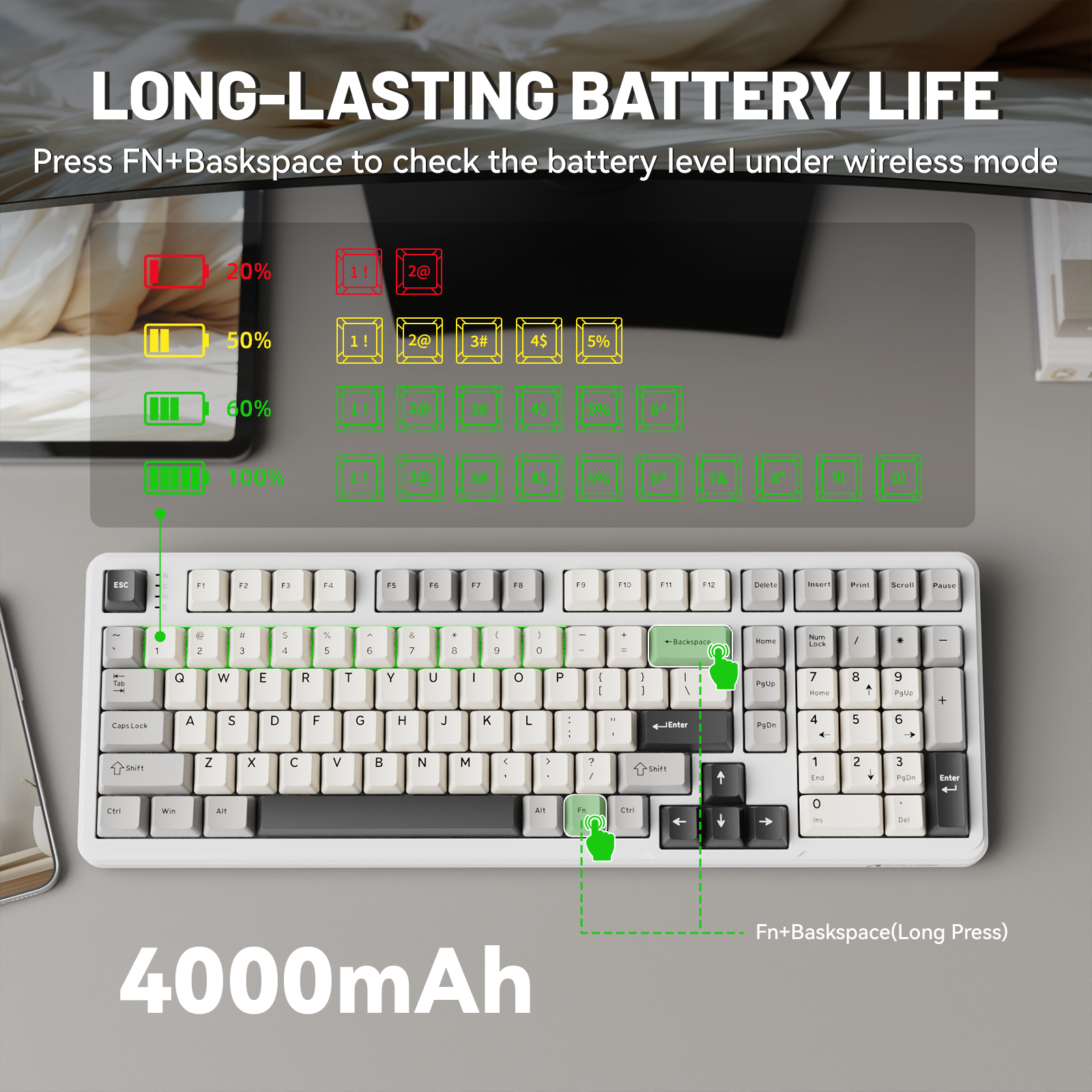 Teclado mecánico inalámbrico de tamaño completo ATTACK SHARK X98