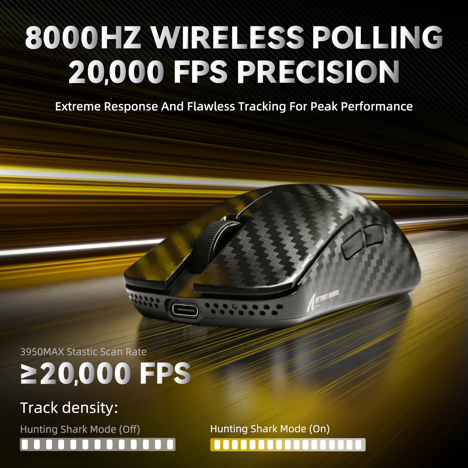 Ratón inalámbrico para juegos ATTACK SHARK R11 ULTRA de fibra de carbono 8K PAW3950MAX con cable C06 Ultra LED