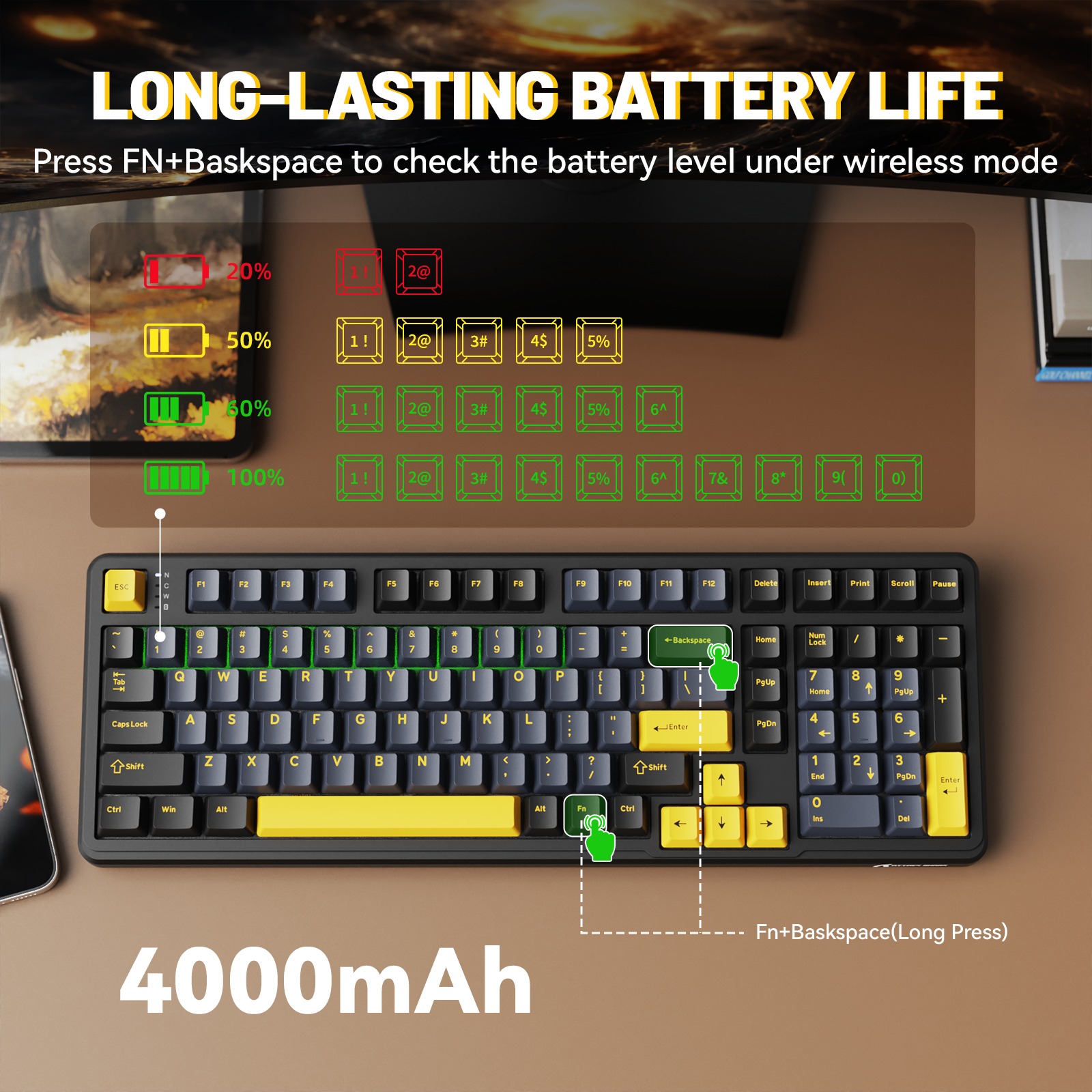 Teclado mecánico inalámbrico de tamaño completo ATTACK SHARK X98
