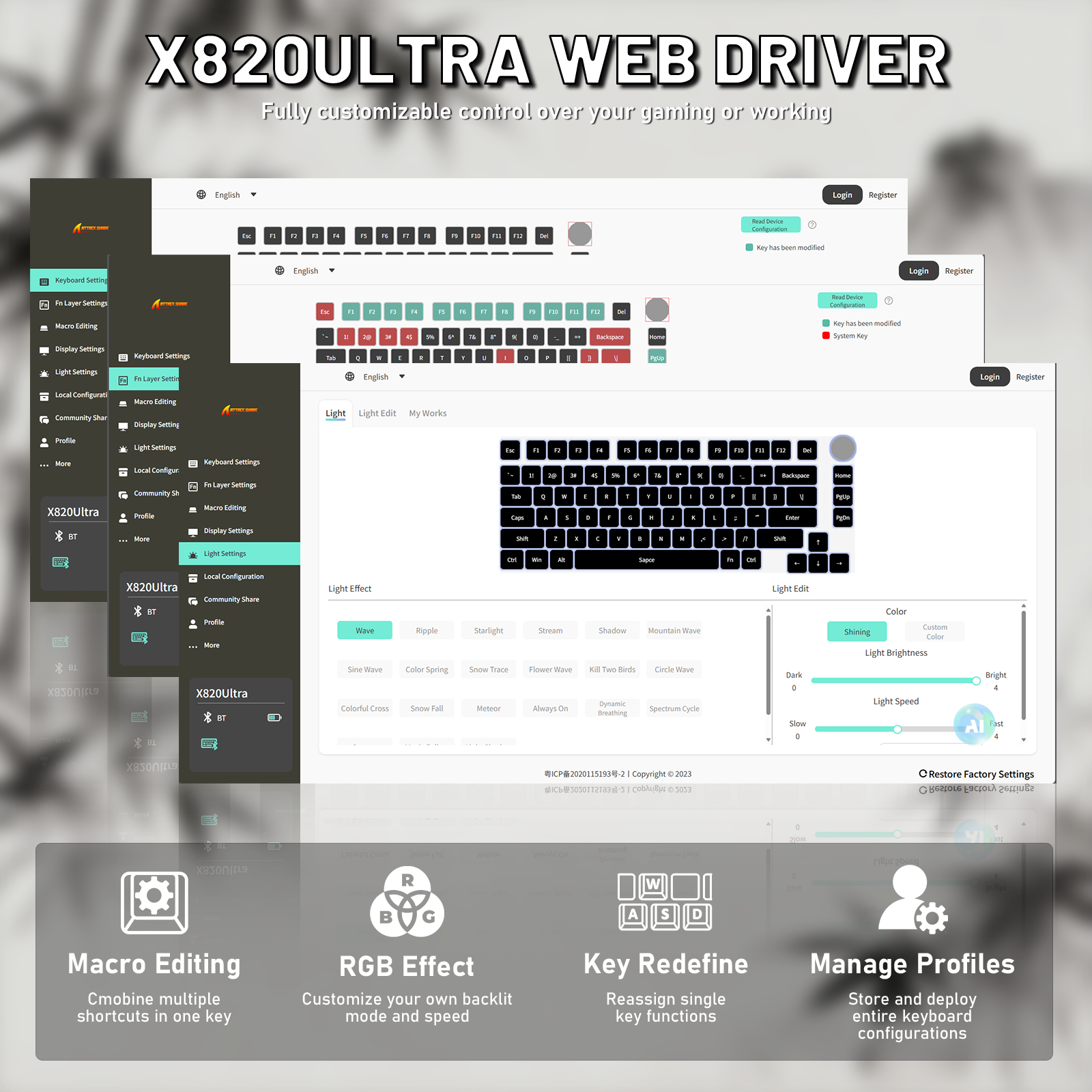Teclado mecánico ATTACK SHARK X820ULTRA con cable en espiral C01ULTRA