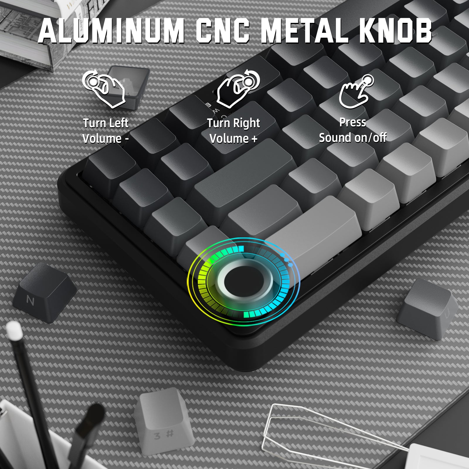 Teclado mecánico inalámbrico ATTACK SHARK X66 con teclas PBT impresas en el lateral
