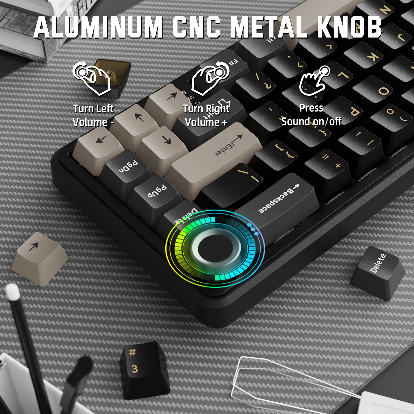 Teclado mecánico inalámbrico ATTACK SHARK X66 con teclas PBT impresas en el lateral