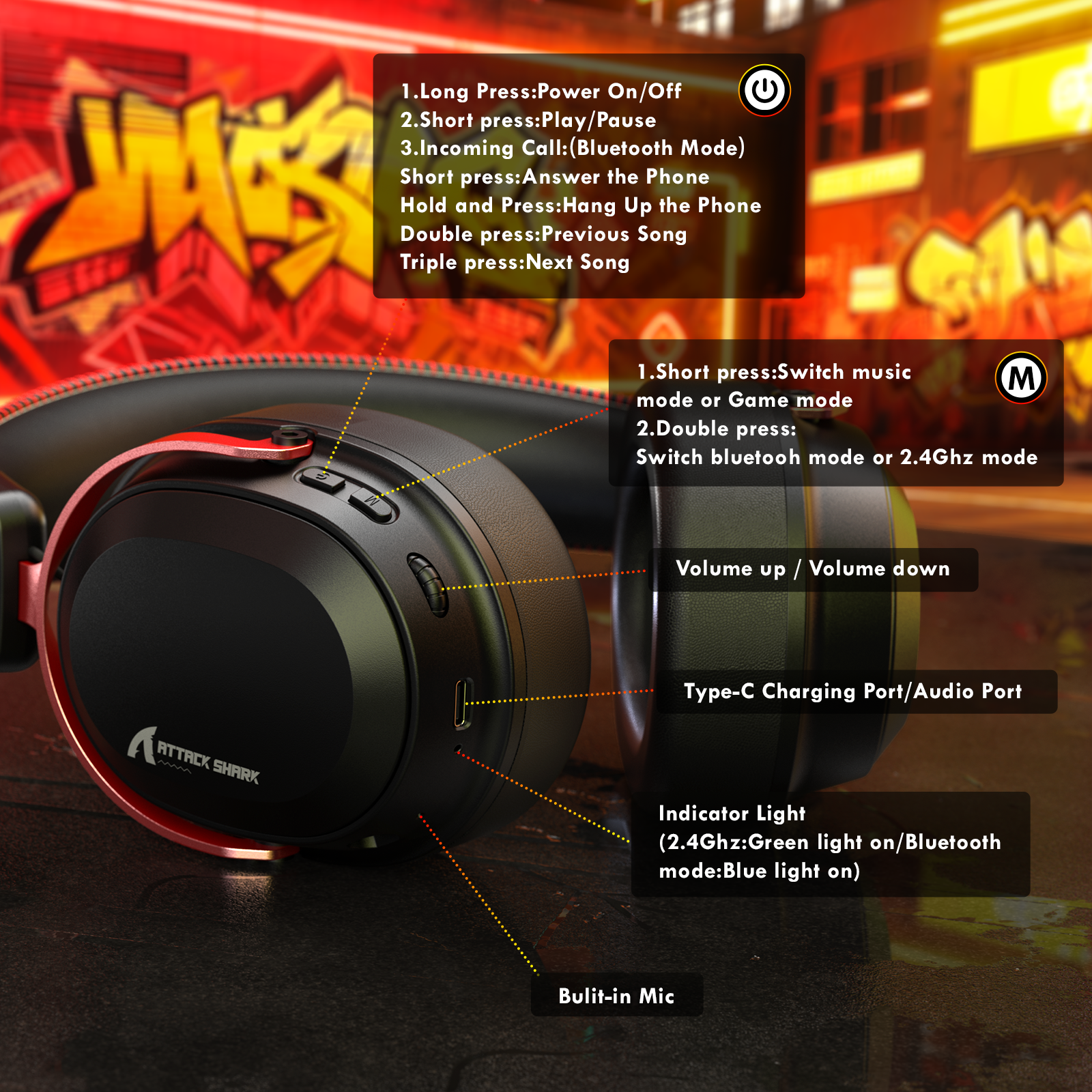 Auriculares inalámbricos para juegos ATTACK SHARK L30PRO