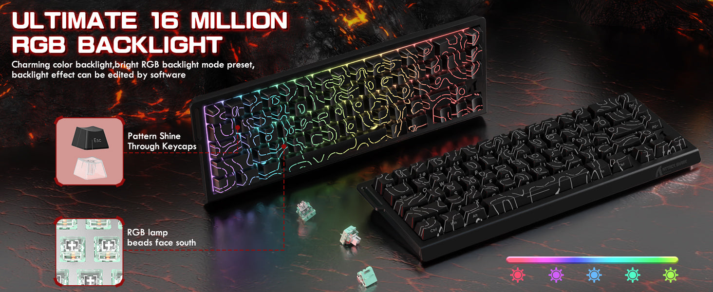 Teclado inalámbrico de activación rápida con cable en espiral ATTACK SHARK X68PRO HE